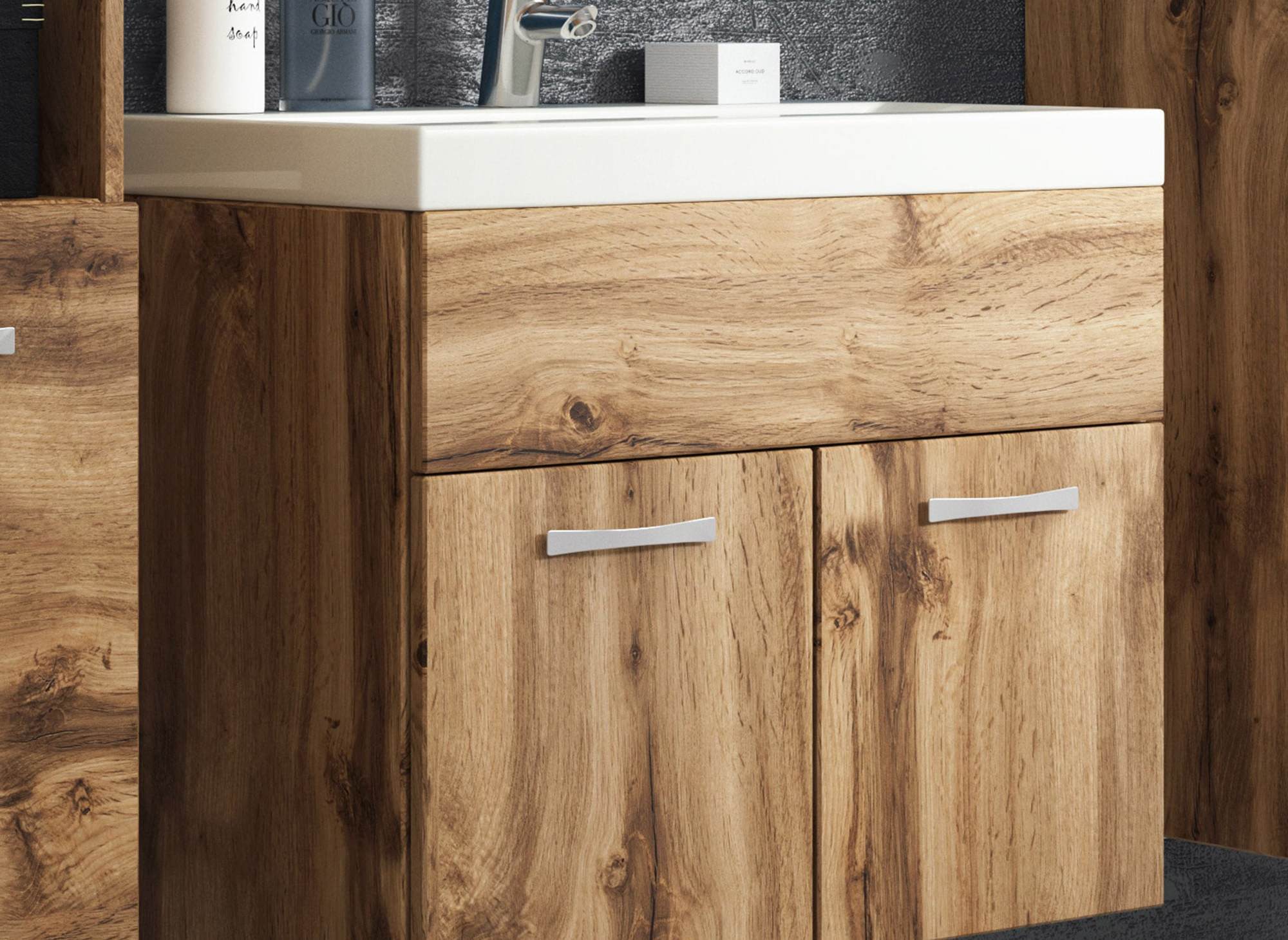 XL-Badmöbel-Set zur Wandmontage - HARMONY Altholzoptik