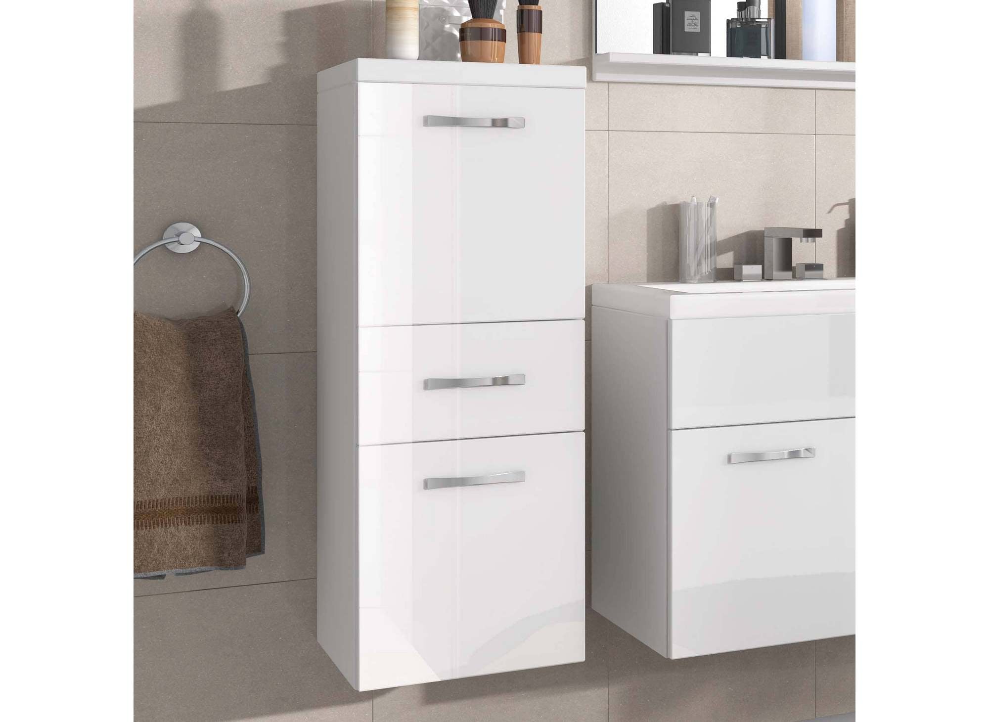 Shelby Designer-Badmöbel-Set zur Wandmontage - Weiß lackiert