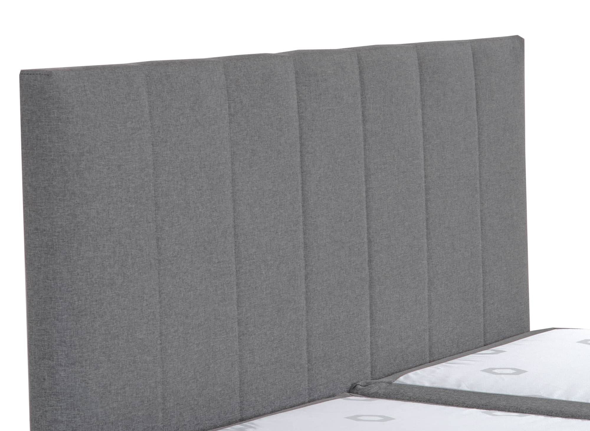 Boxspringbett 140x200 mit Stauraum in grauem Stoff - AKADIA
