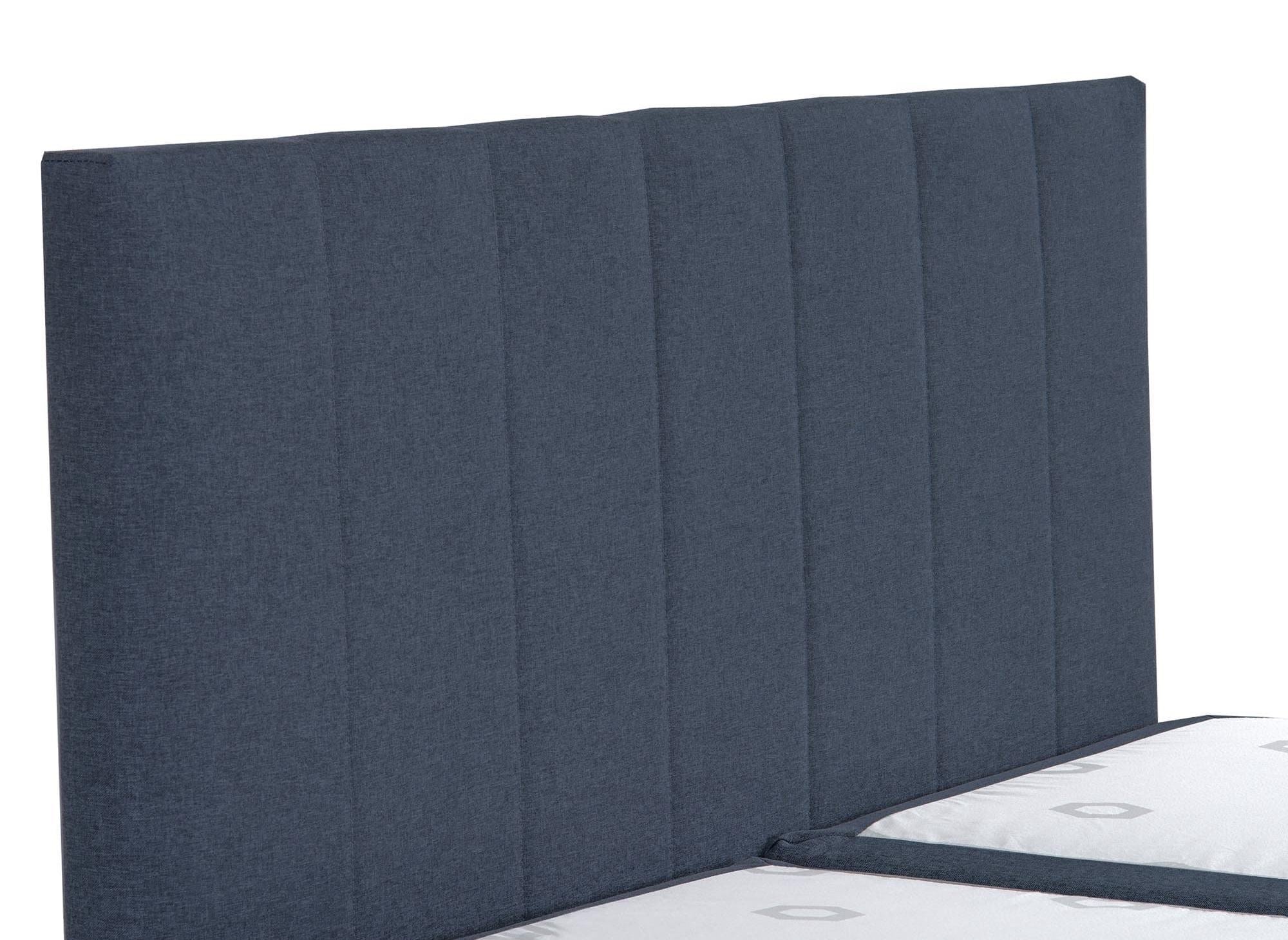 Boxspringbett 140x200 mit Bettkasten in blauem Stoff - AKADIA