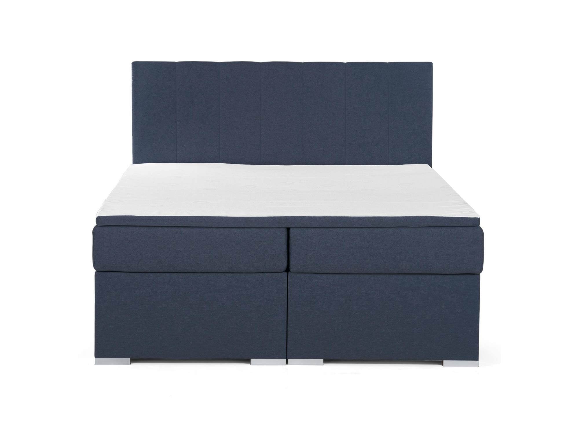 Boxspringbett 160x200 mit Bettkasten in blauem AKADIA-Stoff