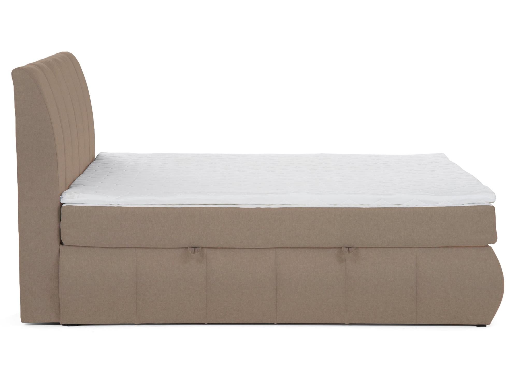 Boxspringbett 160x200 mit Stauraum in mokkabeigem Stoff - VALERIA