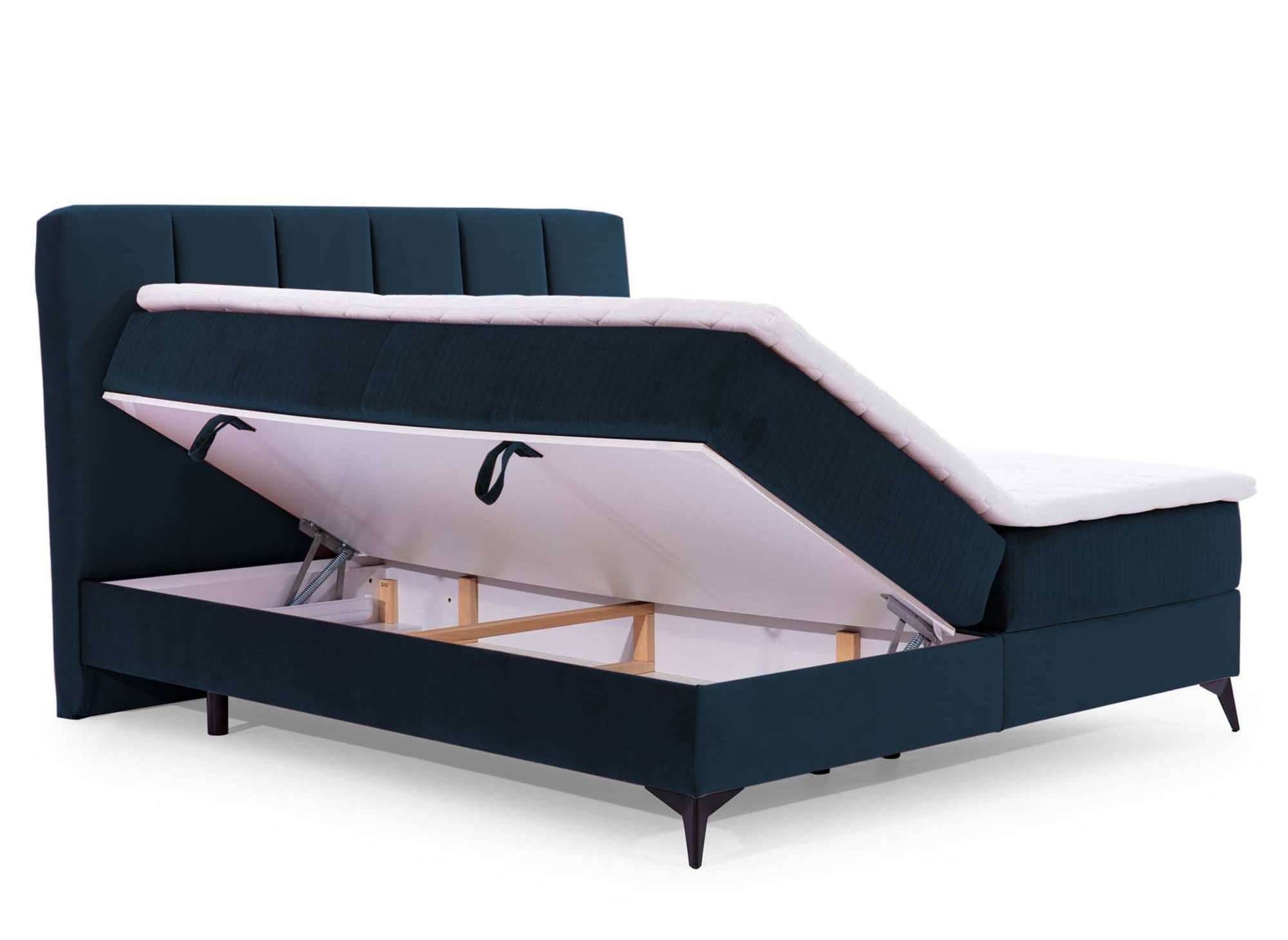 ADELE 160x200 Boxspringbett mit Stauraum in dunkelblauem Samt