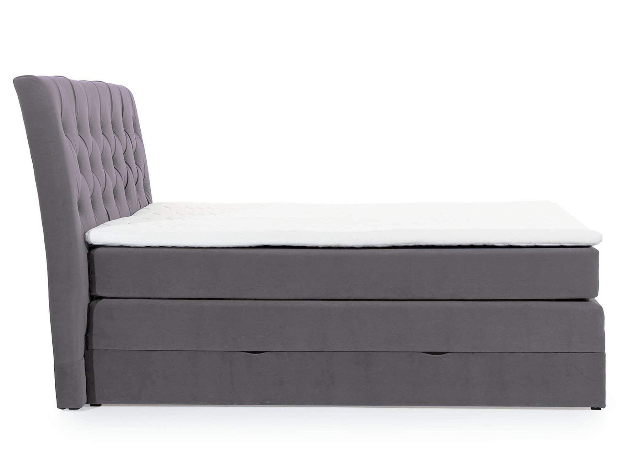MIRANDA graues Samt-Boxspringbett 160x200 mit Stauraum