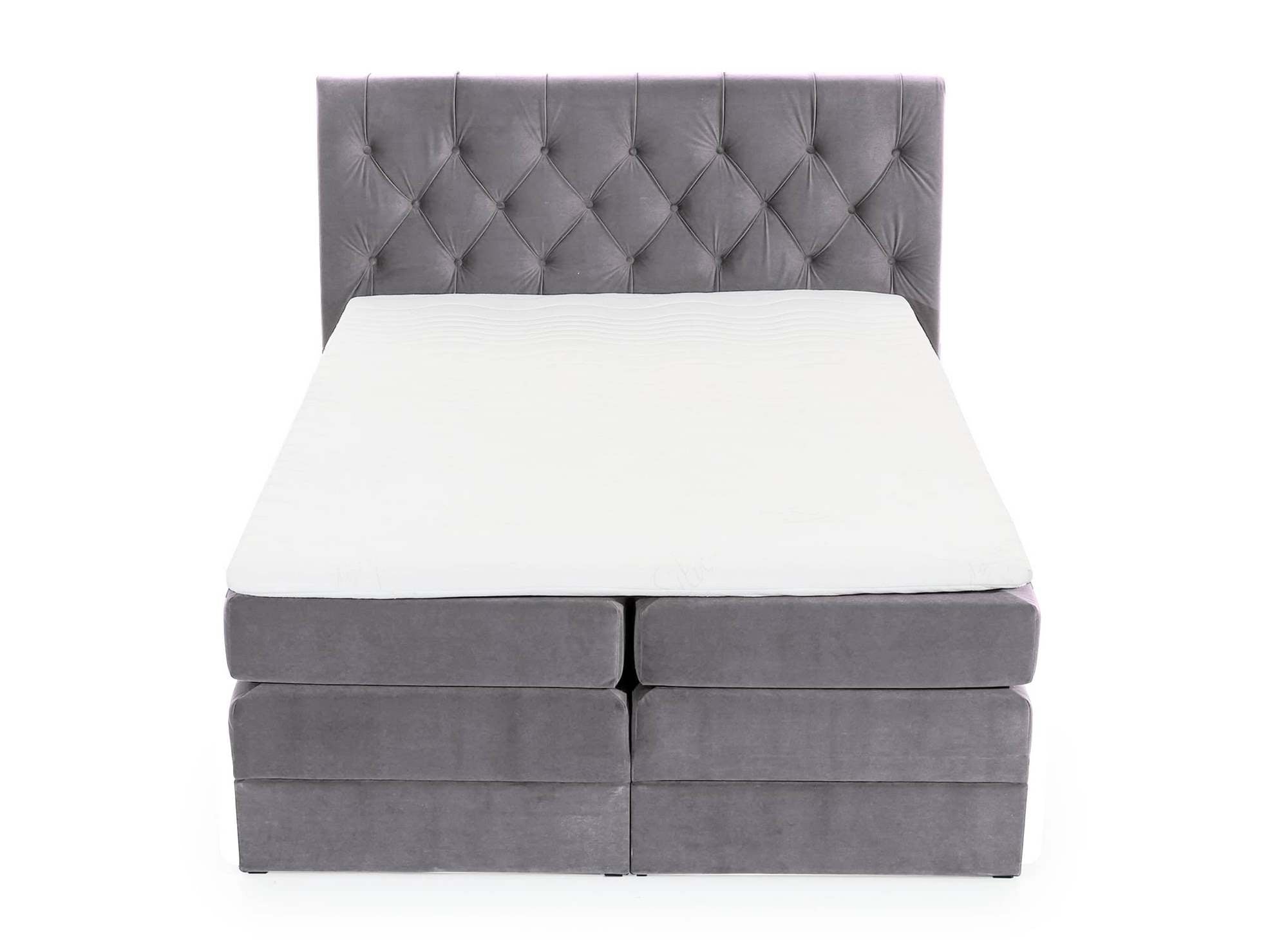 MIRANDA graues Samt-Boxspringbett 160x200 mit Stauraum