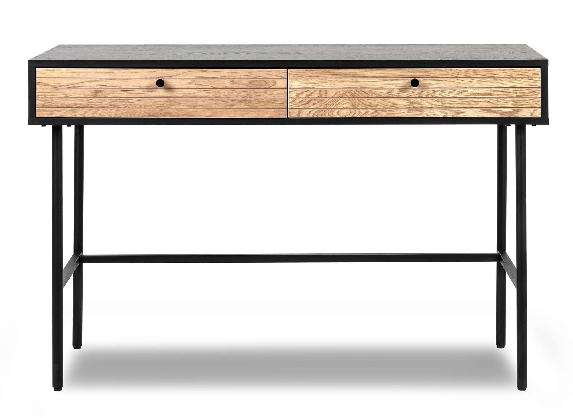 DARYL Schreibtisch mit 2 Schubladen aus Holz und schwarzem Metall