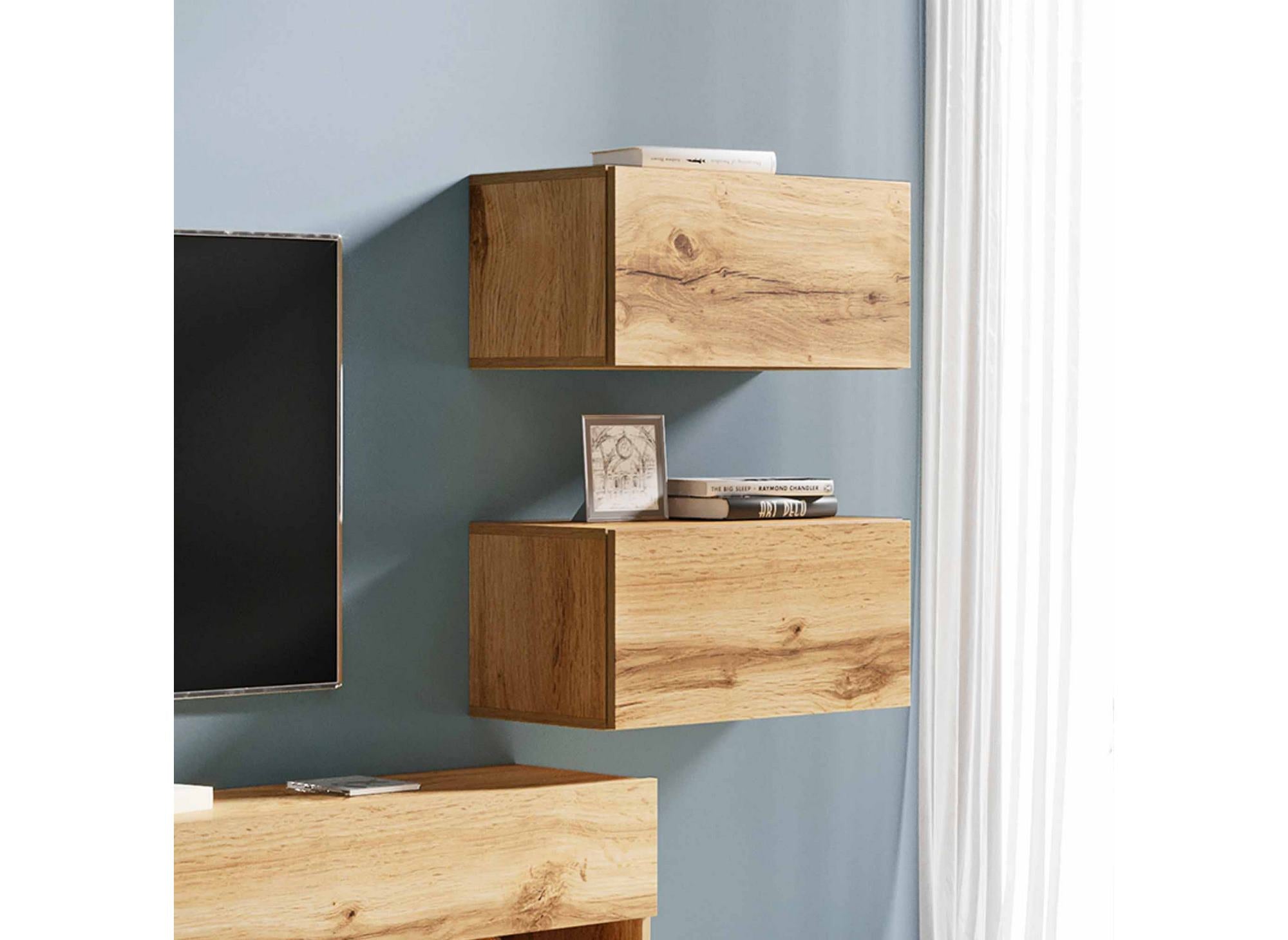 Moderner TV-Ständer aus Eiche mit LED - AMANDA