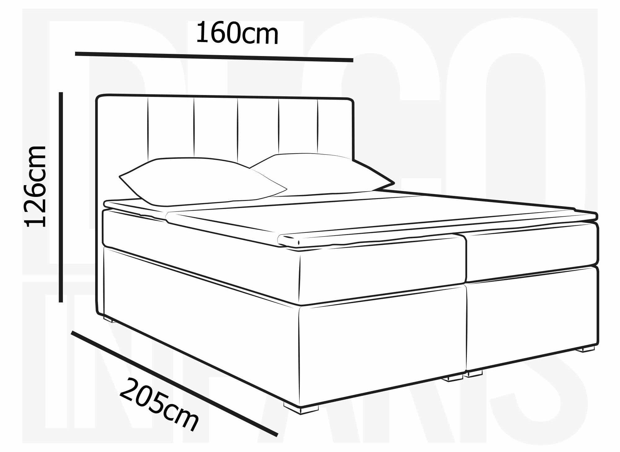 Boxspringbett 160x200 mit Bettkasten in blauem AKADIA-Stoff