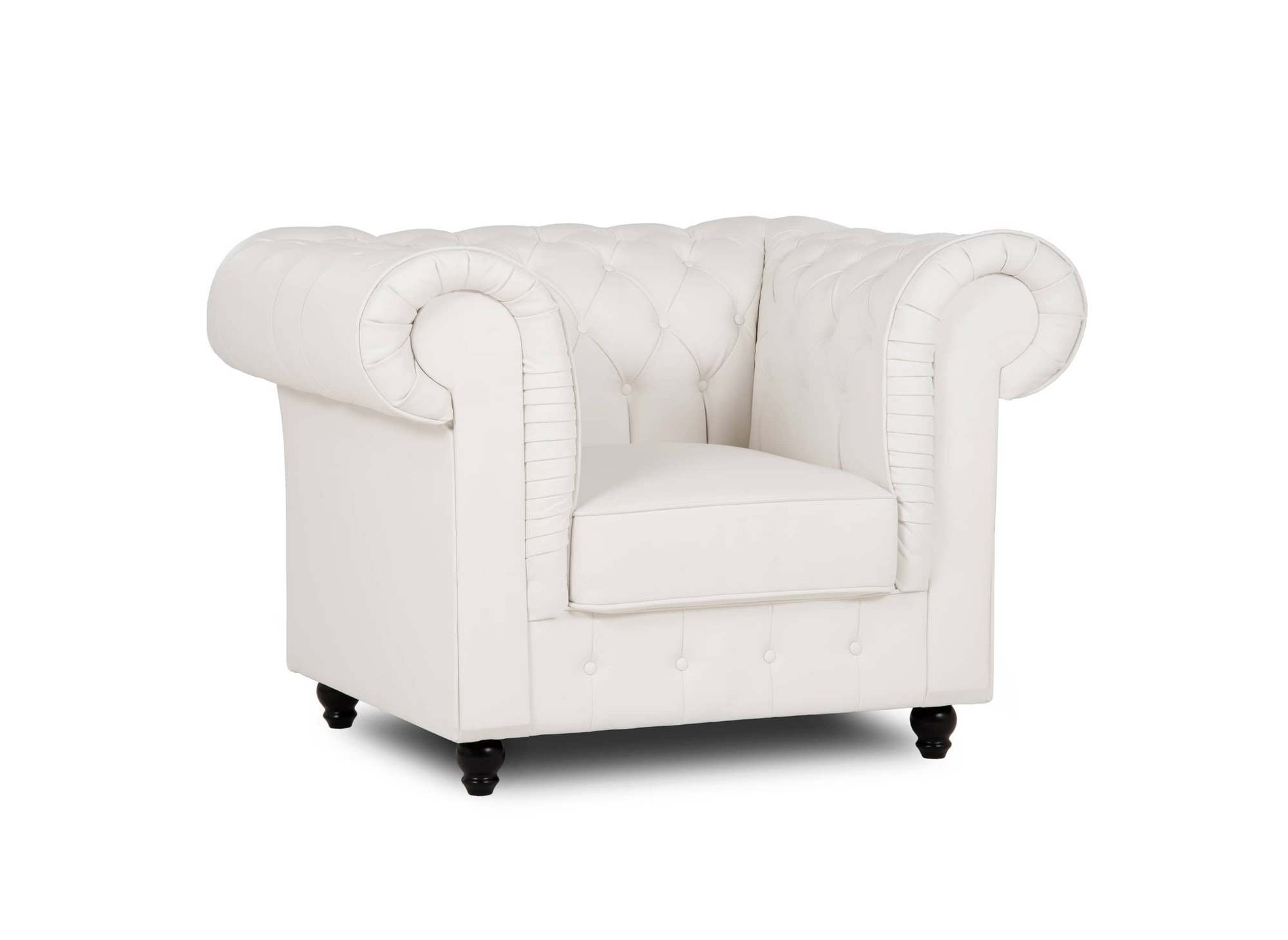 Weißer Chesterfield-Sessel aus Kunstleder – WILSTON