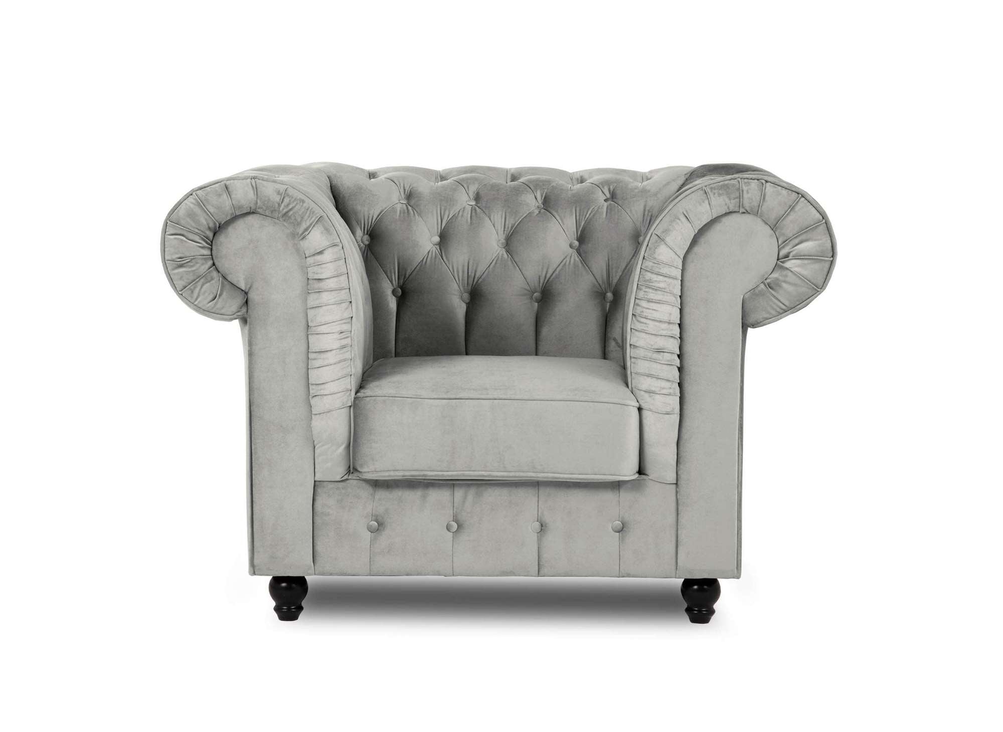 Chesterfield-Sessel aus grauem Samt - WILSTON