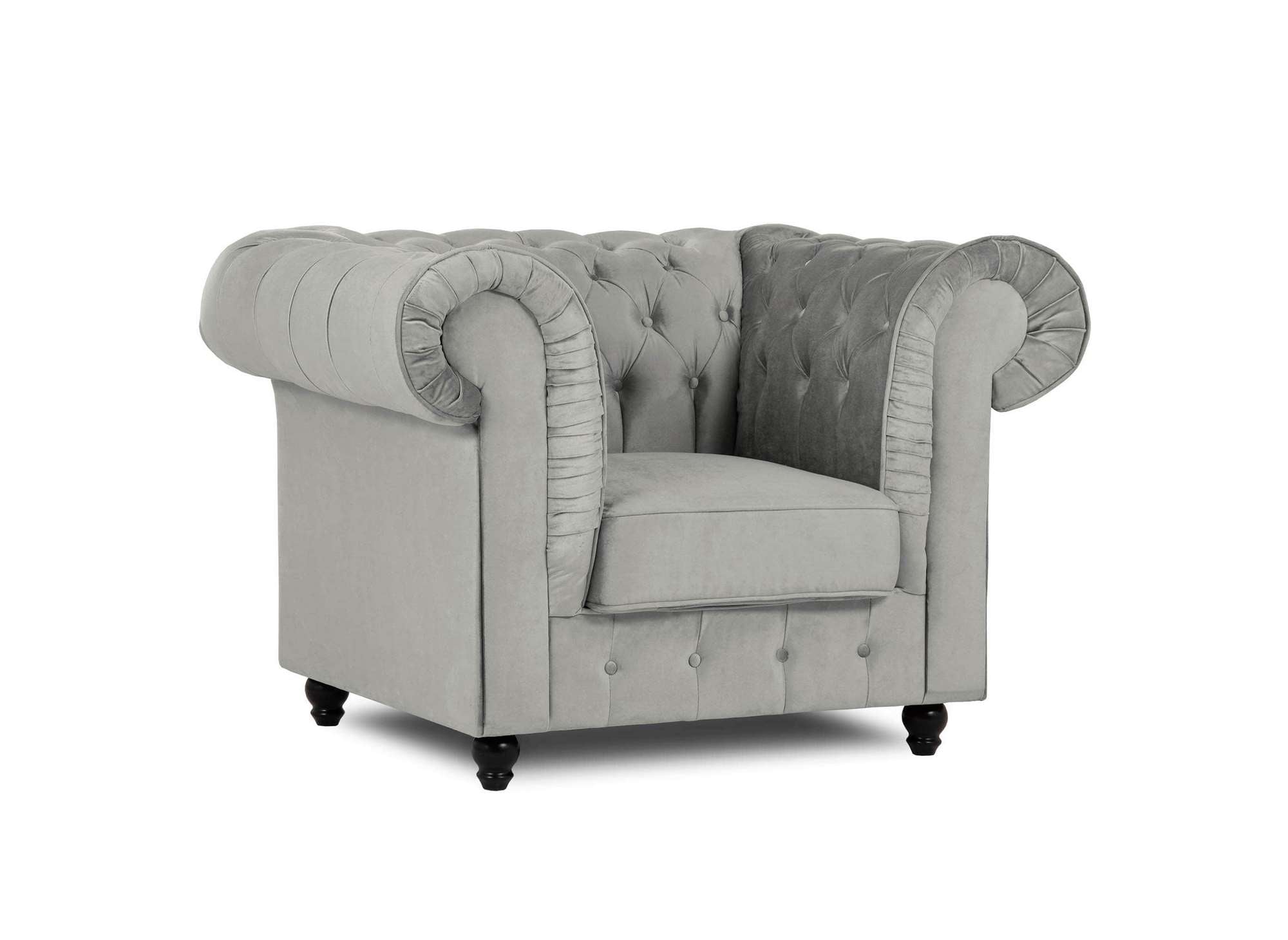 Chesterfield-Sessel aus grauem Samt - WILSTON