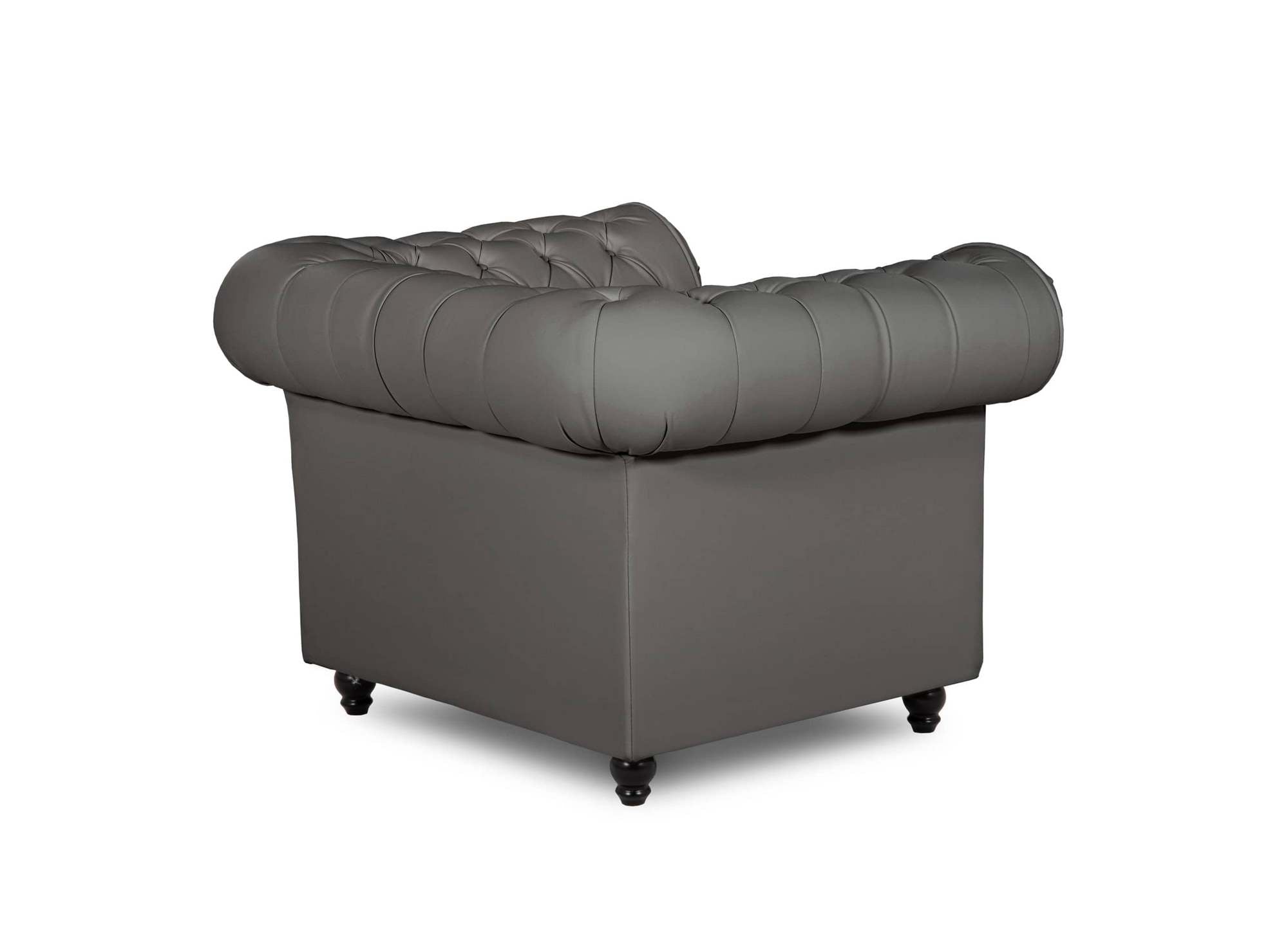 Chesterfield-Sessel aus grauem Kunstleder - WILSTON
