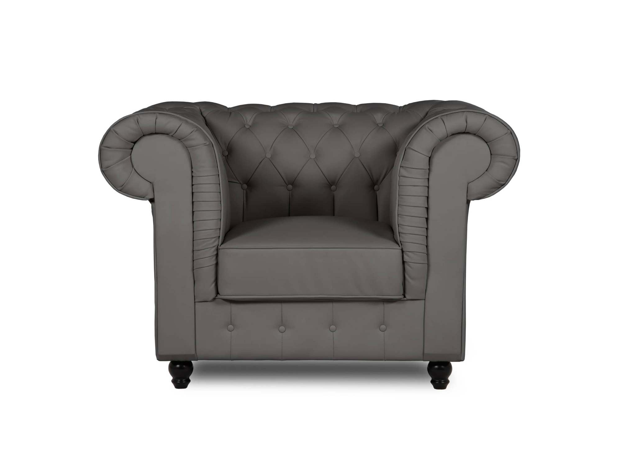 Chesterfield-Sessel aus grauem Kunstleder - WILSTON