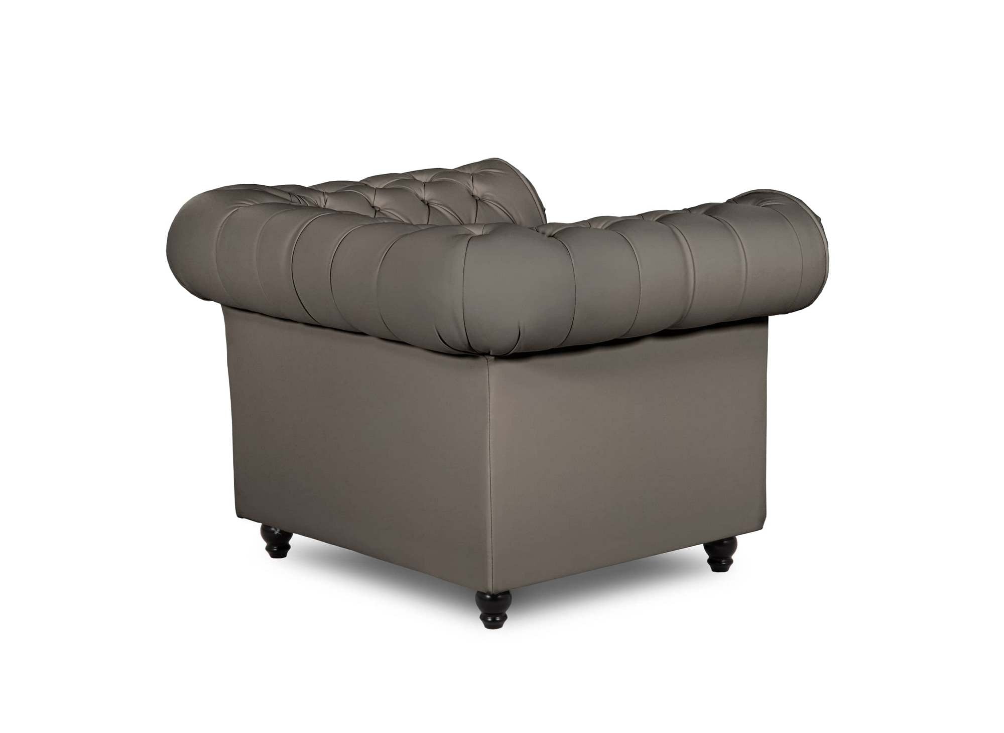 Chesterfield-Sessel aus taupefarbenem Kunstleder - WILSTON