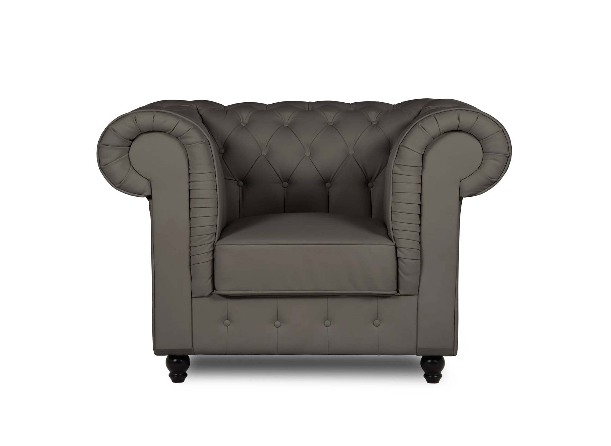 Chesterfield-Sessel aus taupefarbenem Kunstleder - WILSTON