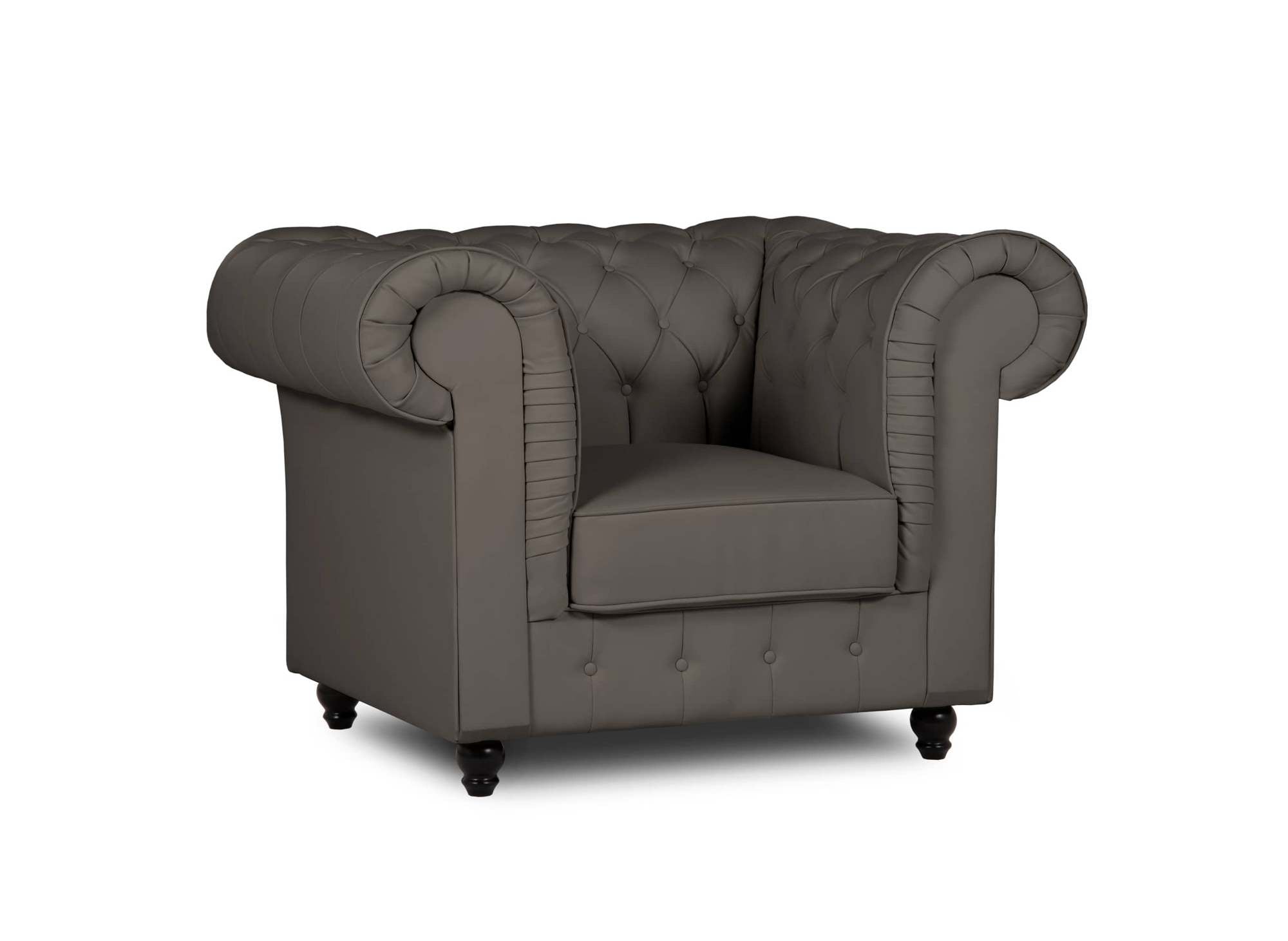 Chesterfield-Sessel aus taupefarbenem Kunstleder - WILSTON