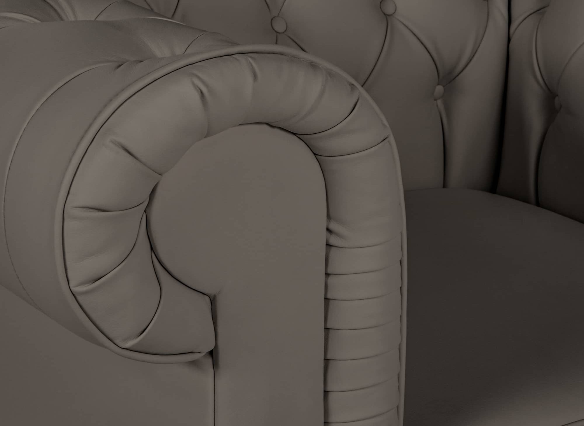 Chesterfield-Sessel aus taupefarbenem Kunstleder - WILSTON