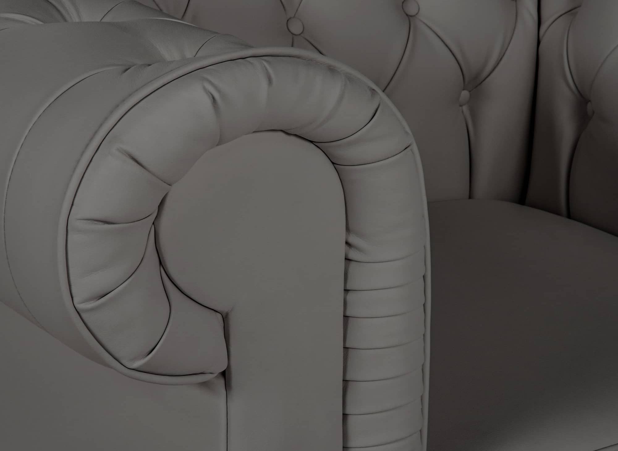 Chesterfield-Sessel aus grauem Kunstleder - WILSTON