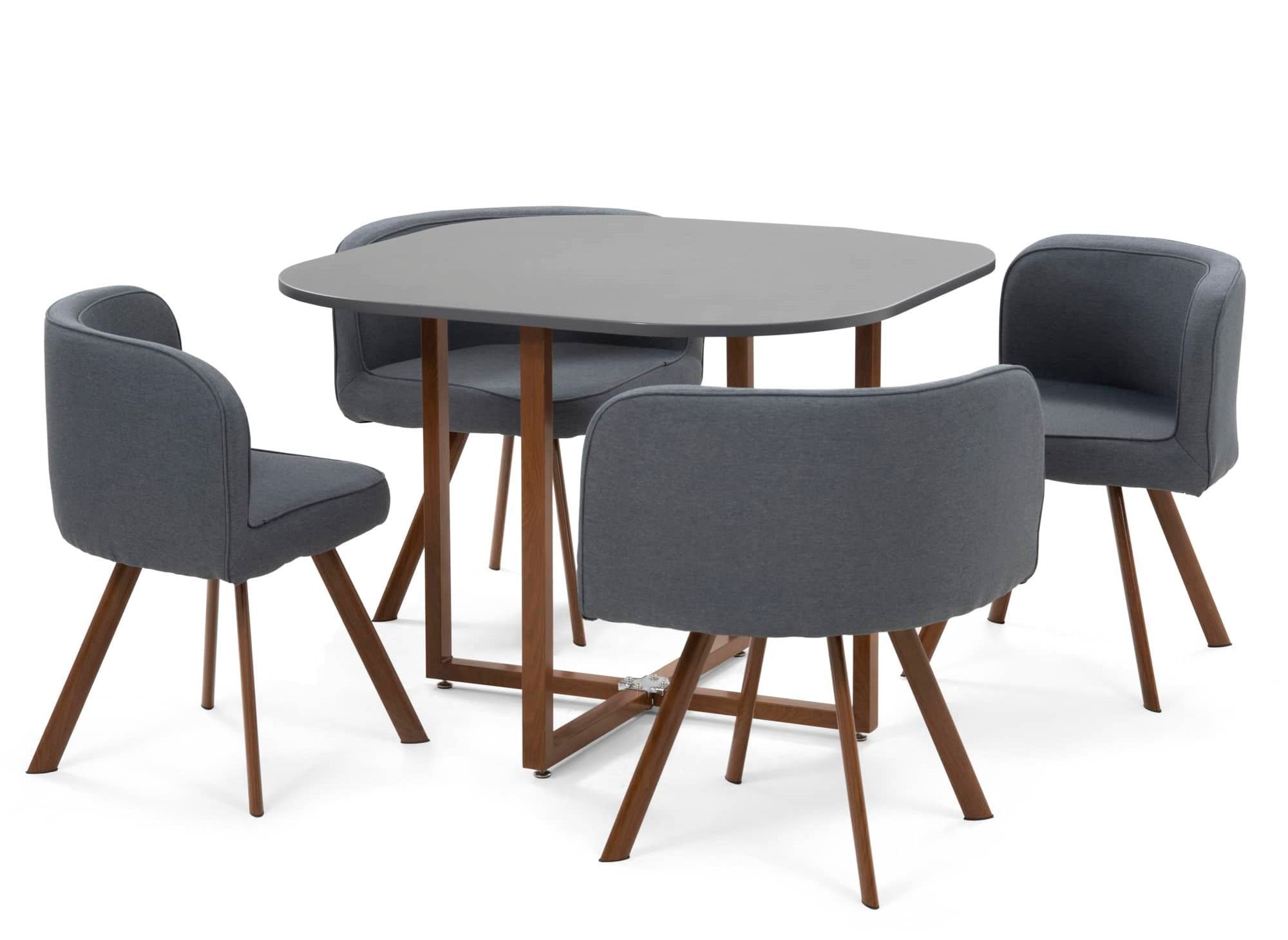 FLEN graues stapelbares Tisch- und 4-Stühle-Set