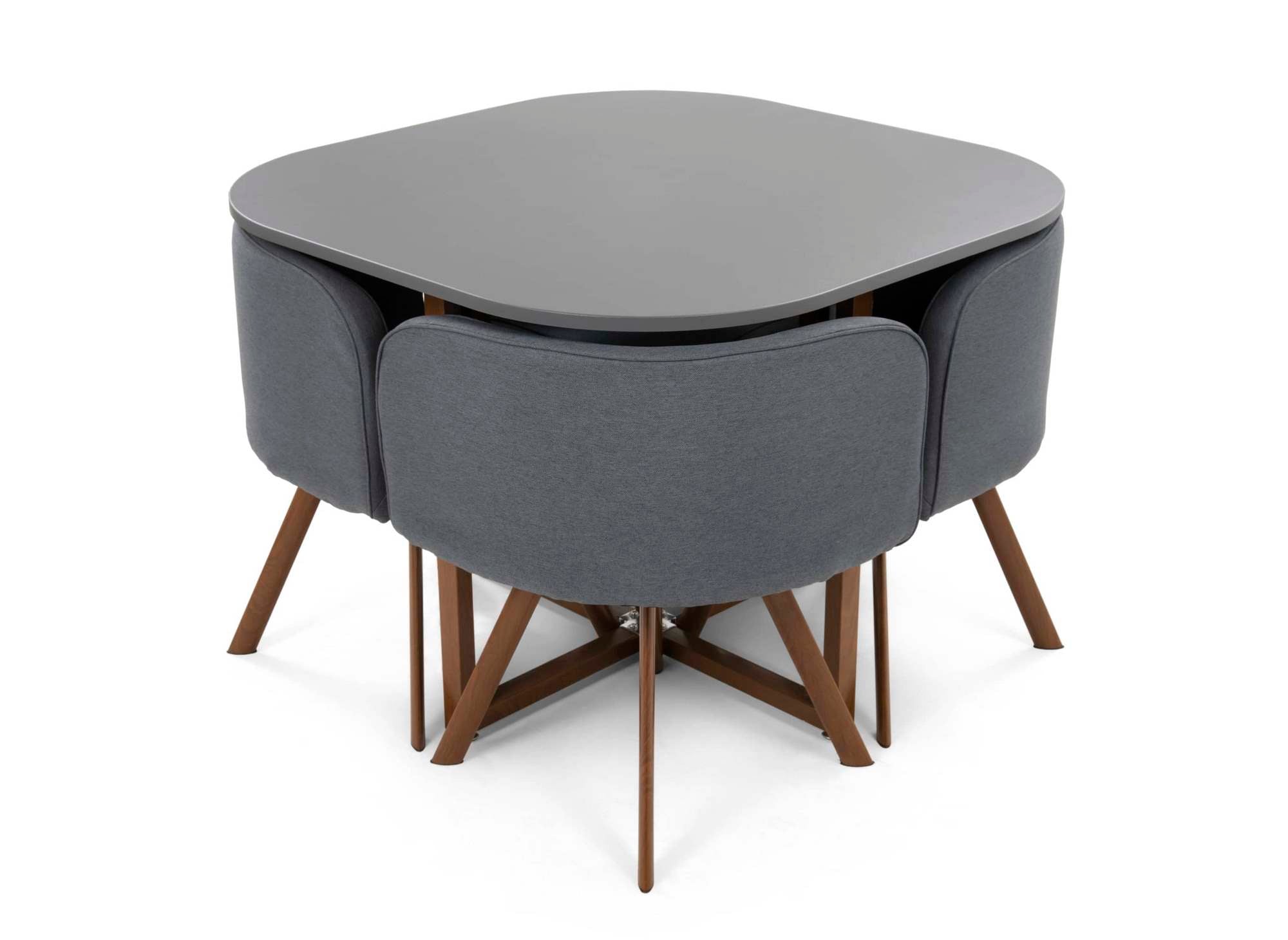 FLEN graues stapelbares Tisch- und 4-Stühle-Set
