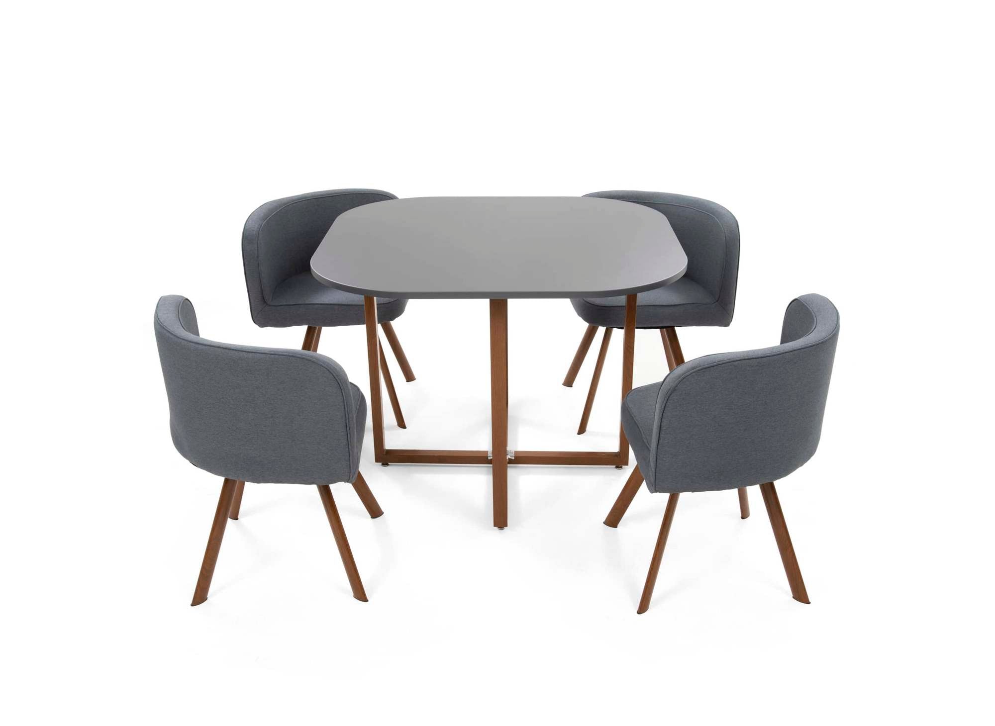 FLEN graues stapelbares Tisch- und 4-Stühle-Set