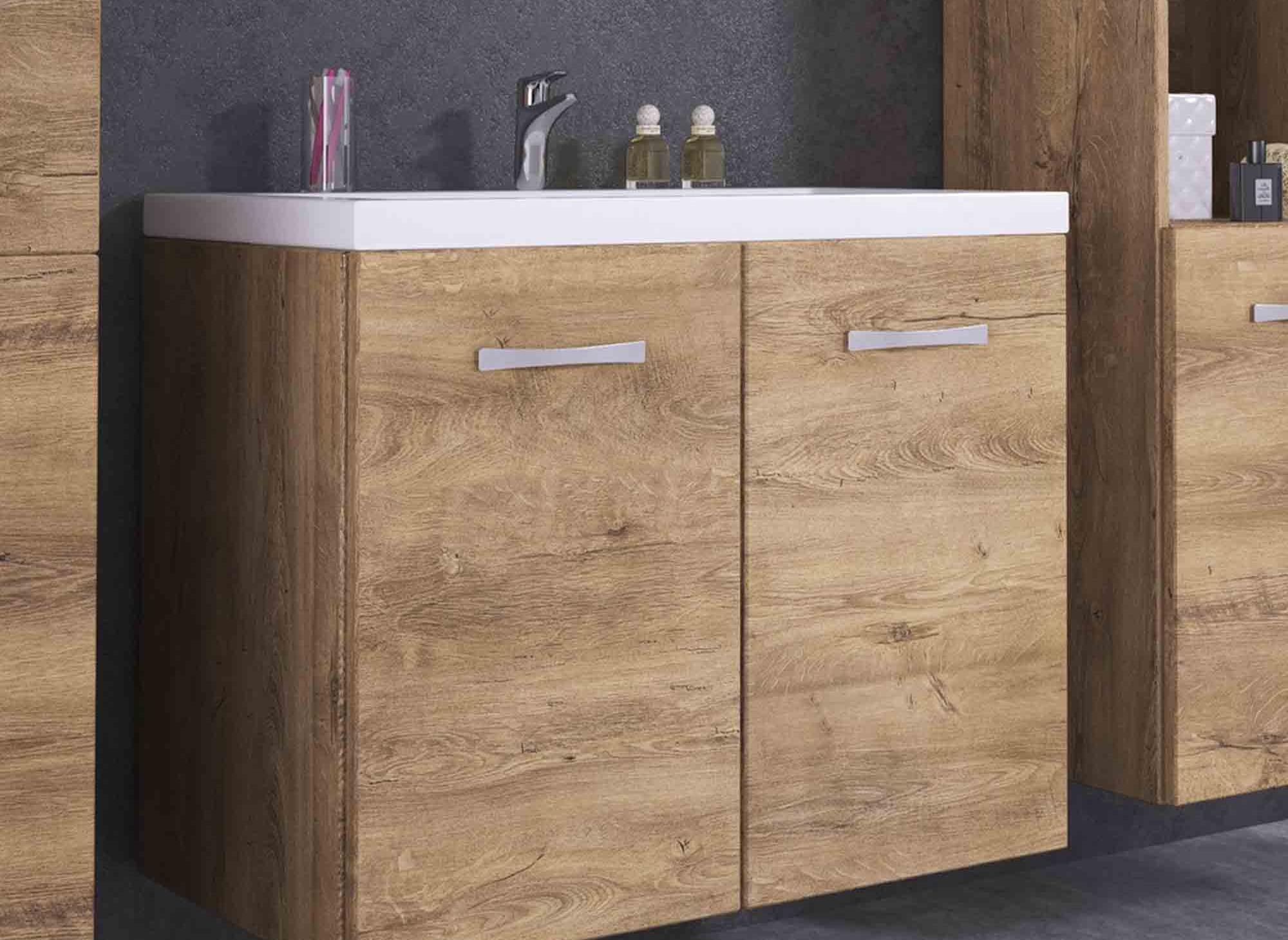 Hängendes Designer-Badmöbelset - ALBY Holz