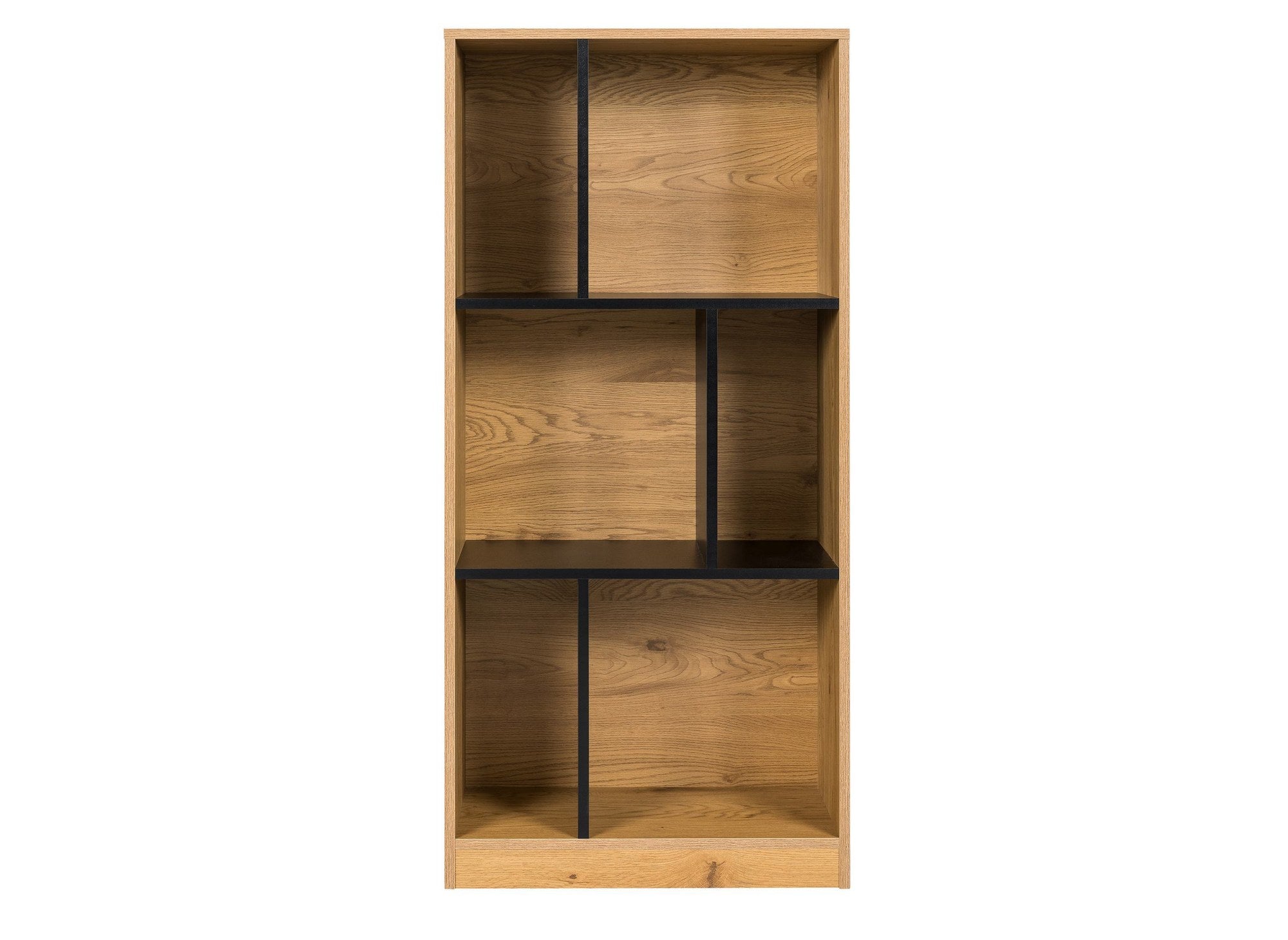 OFELIA Designer-Bücherregal aus Schwarz- und Eichenholz mit 6 Nischen