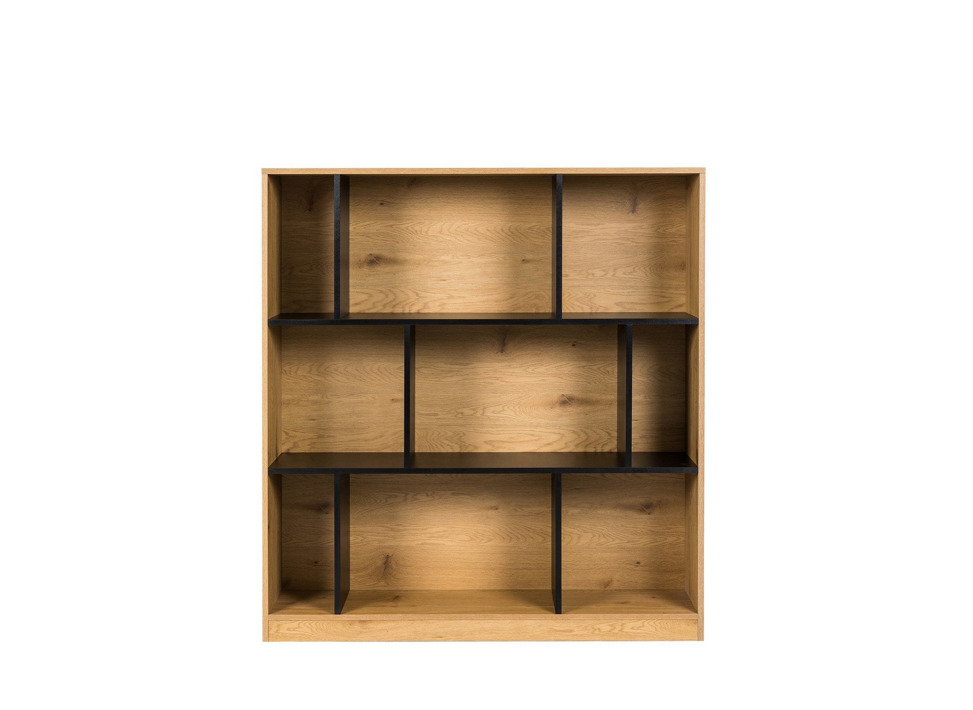 OFELIA Designer-Bücherregal aus Schwarz- und Eichenholz mit 9 Nischen