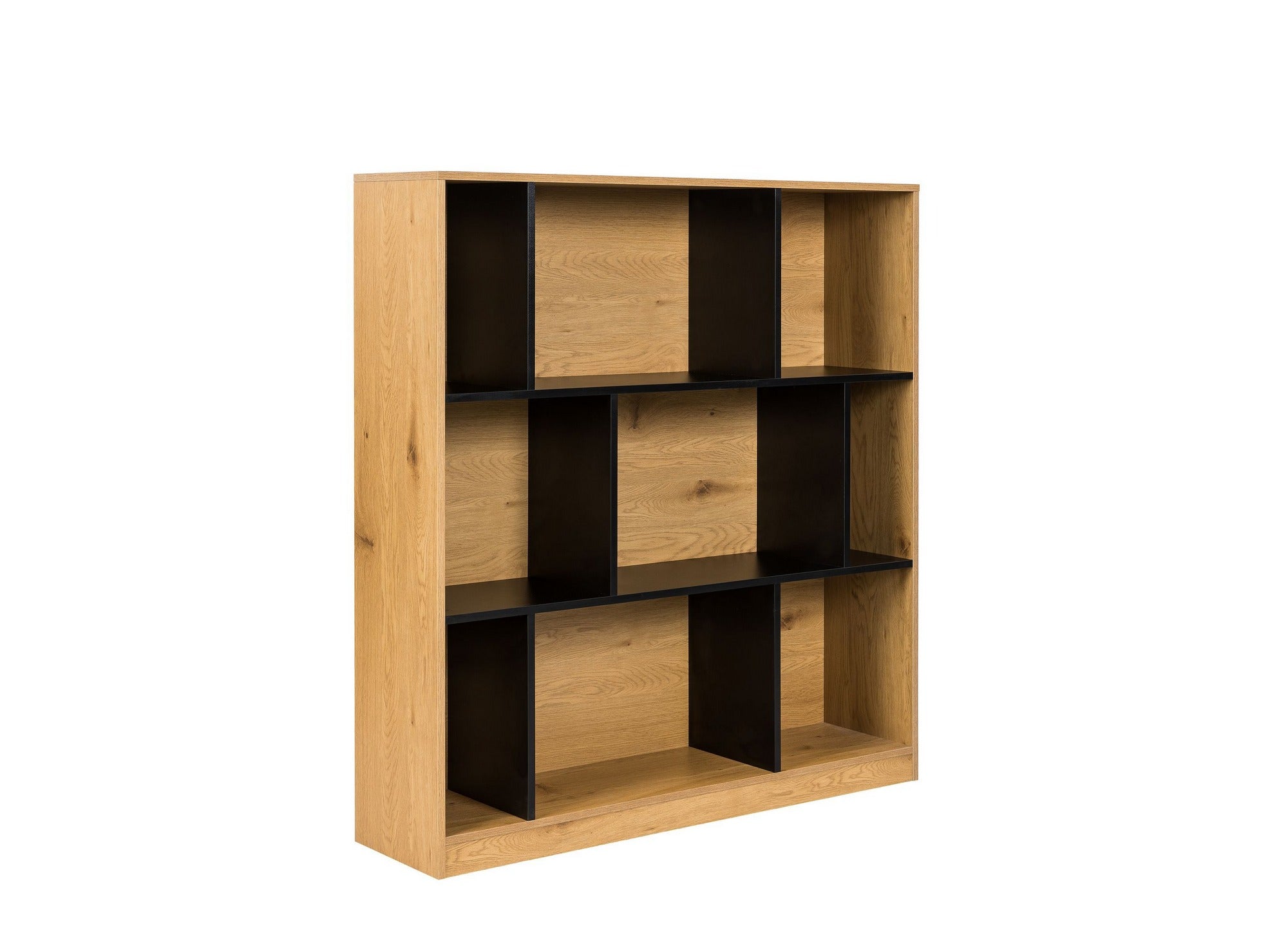 OFELIA Designer-Bücherregal aus Schwarz- und Eichenholz mit 9 Nischen