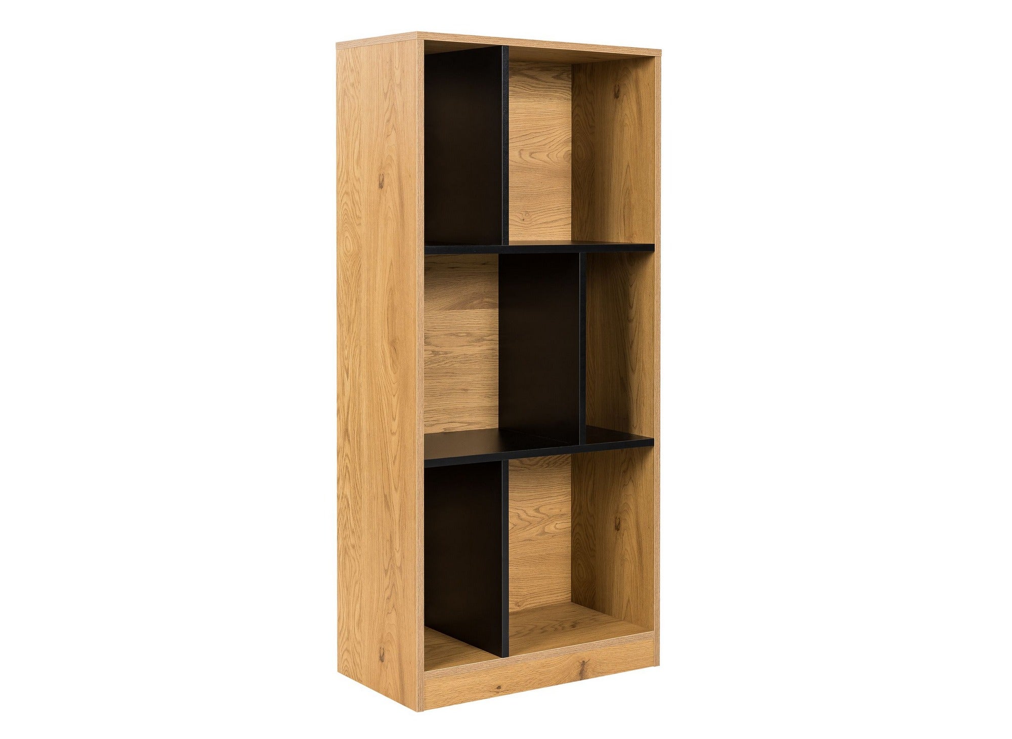 OFELIA Designer-Bücherregal aus Schwarz- und Eichenholz mit 6 Nischen