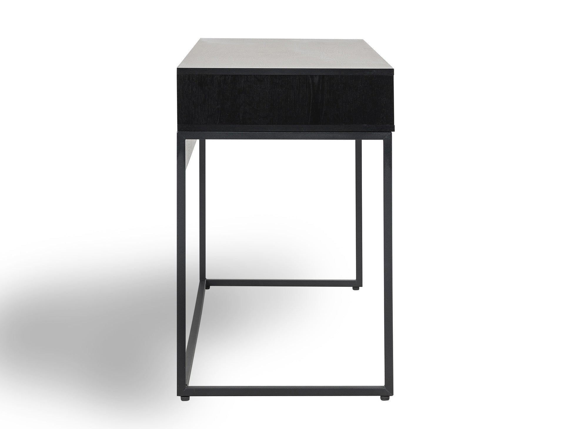 TISSIA Schreibtisch mit 2 Schubladen aus hellem Holz und schwarzem Metall