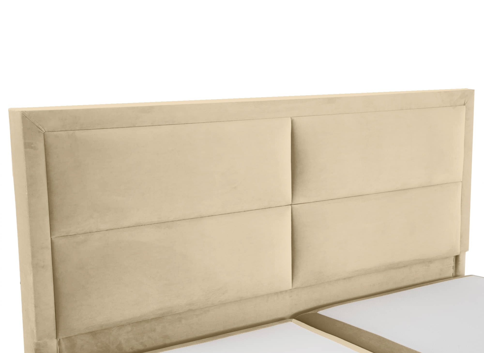 AMELIA beiges Samt-Boxspringbett 160x200 mit Bettkasten