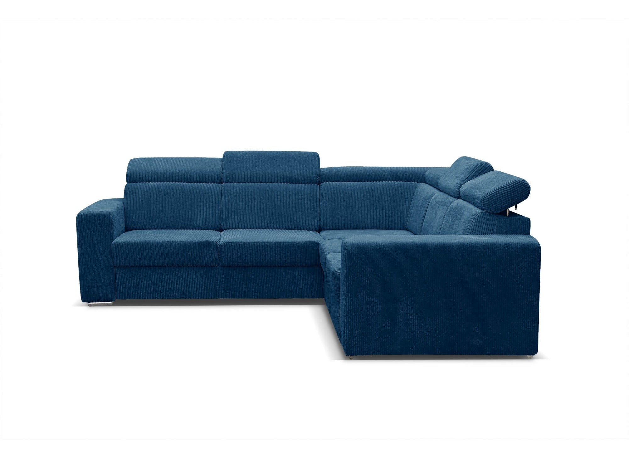 MERYL, umwandelbares und wendbares Ecksofa aus blauem Cord