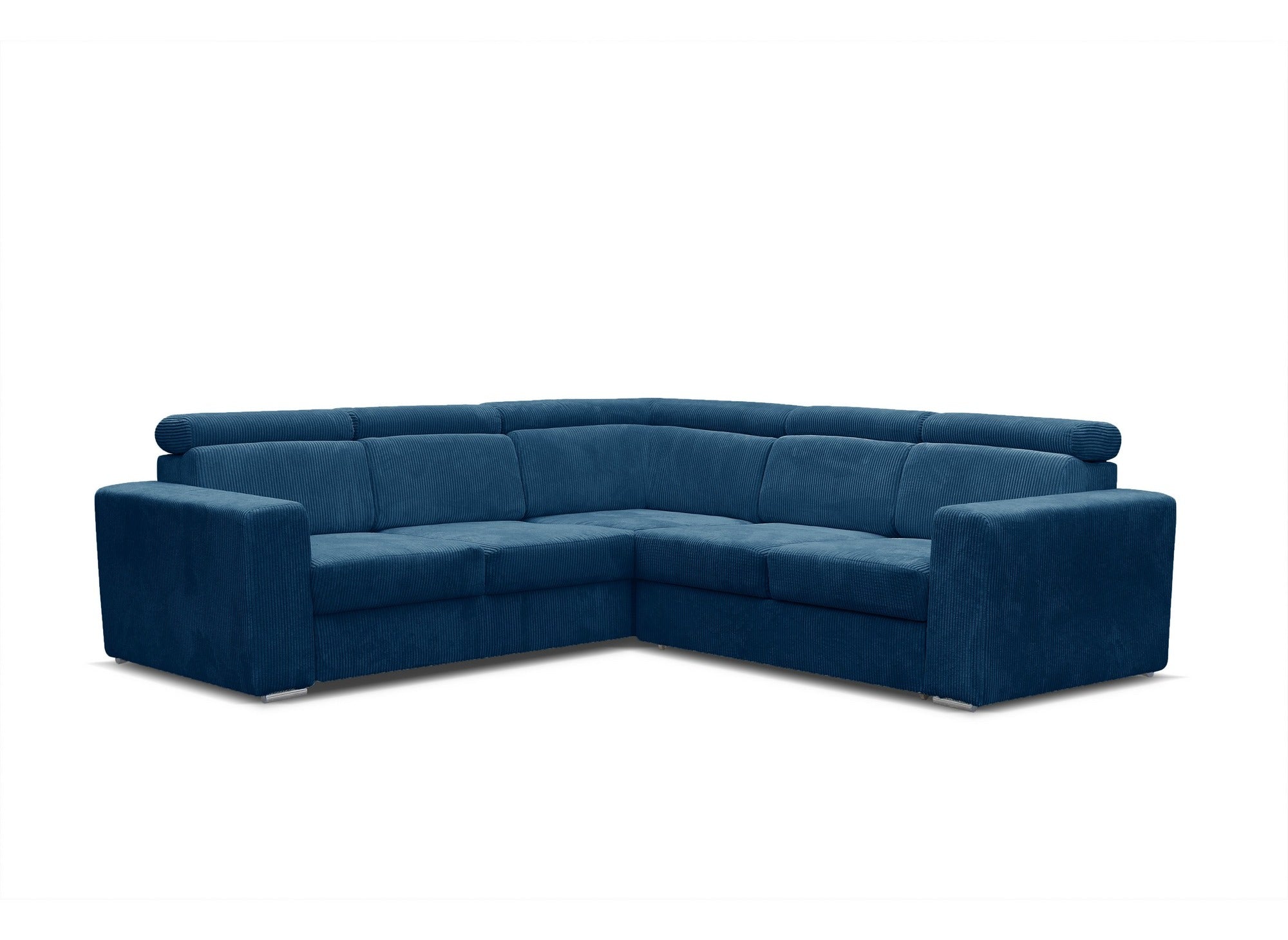 MERYL, umwandelbares und wendbares Ecksofa aus blauem Cord
