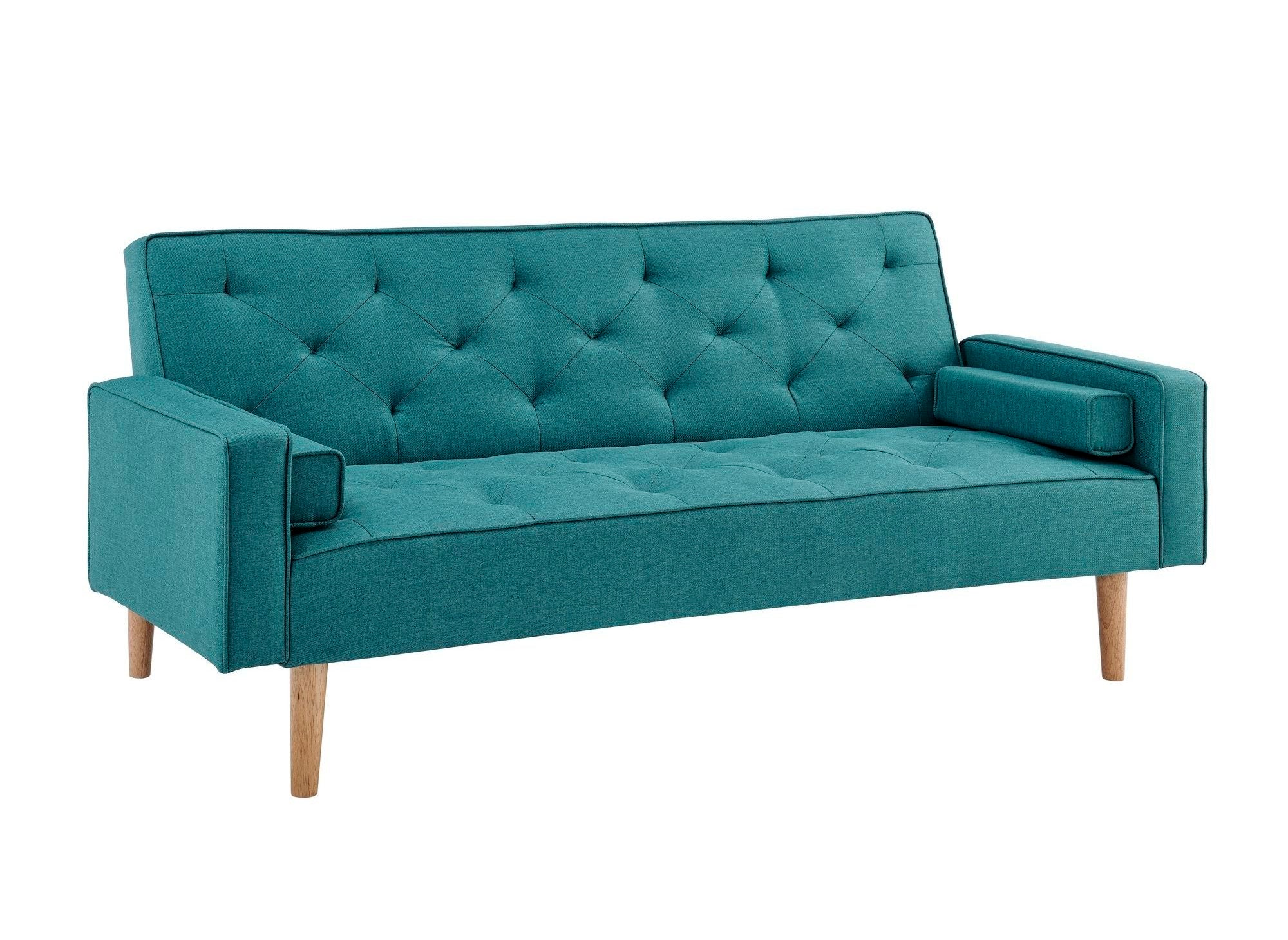 Blaues Stoffschlafsofa mit Holzbeinen JAKARTA