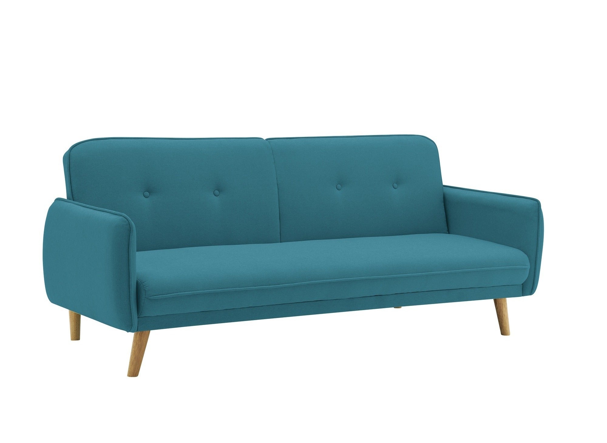 NATAL Schlafsofa aus blauem Stoff mit Holzbeinen