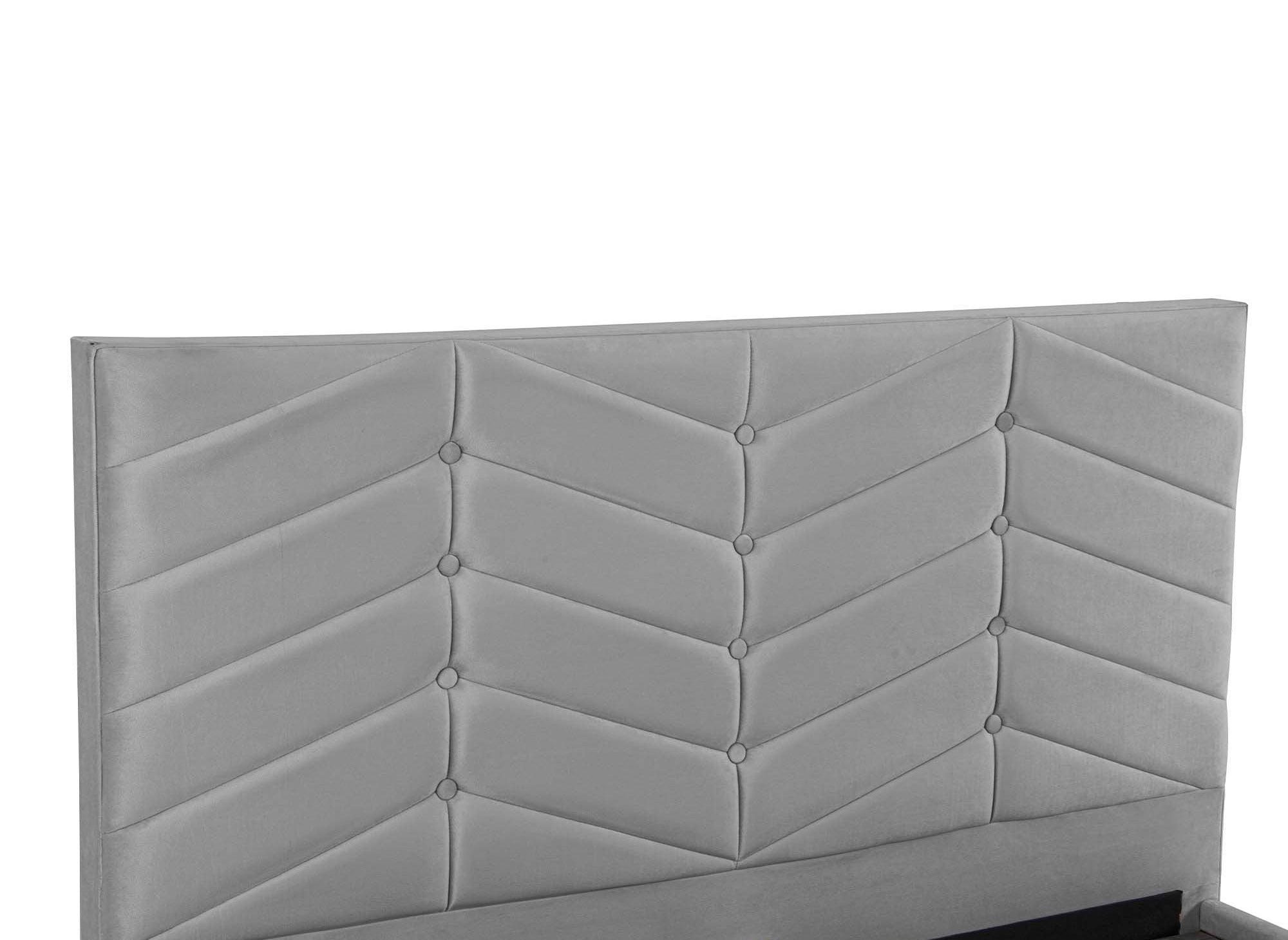 Bett mit verstellbarem Lattenrost und Stauraum aus grauem Samt 180x200 cm PALMA