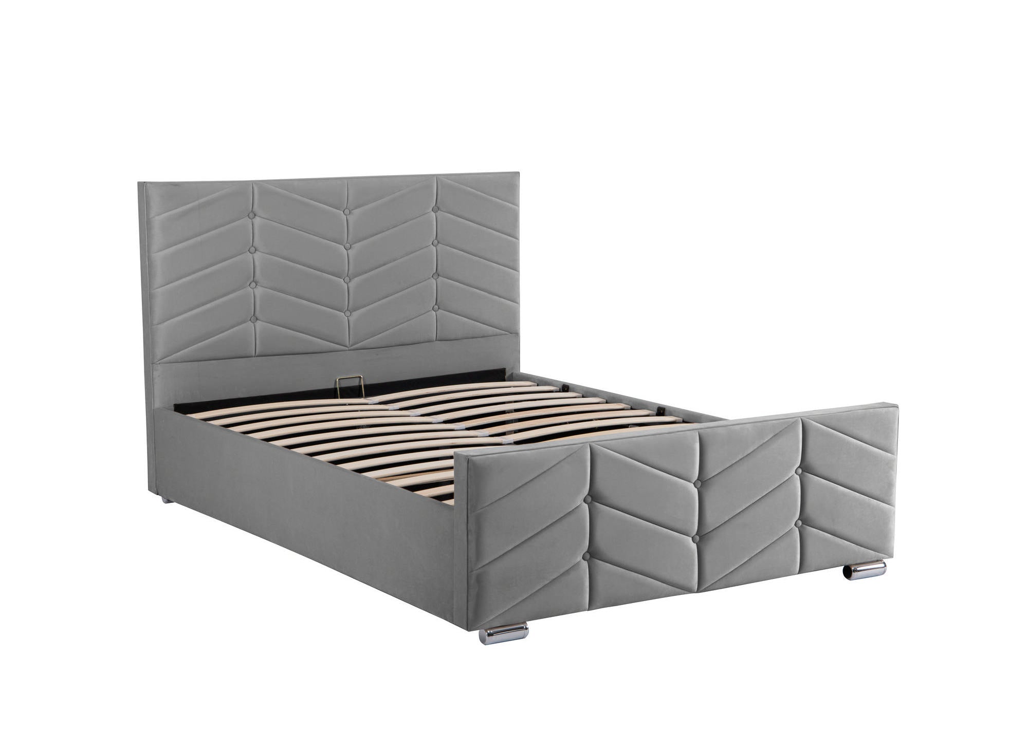 Bett mit verstellbarem Lattenrost und Stauraum aus grauem Samt 180x200 cm PALMA