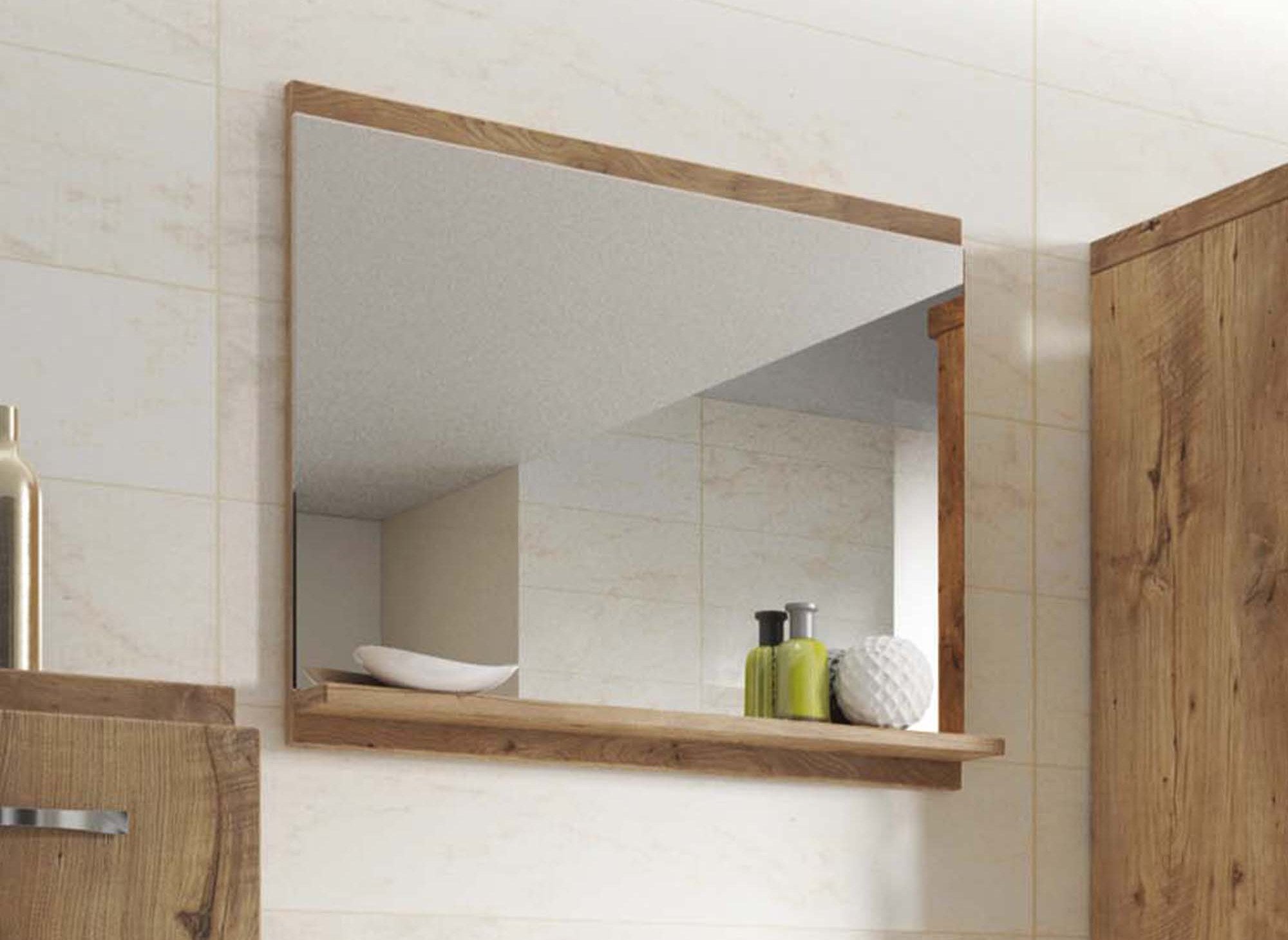 Wandmontiertes Badezimmermöbelset - Gealtertes Holz und Grau SHELBY