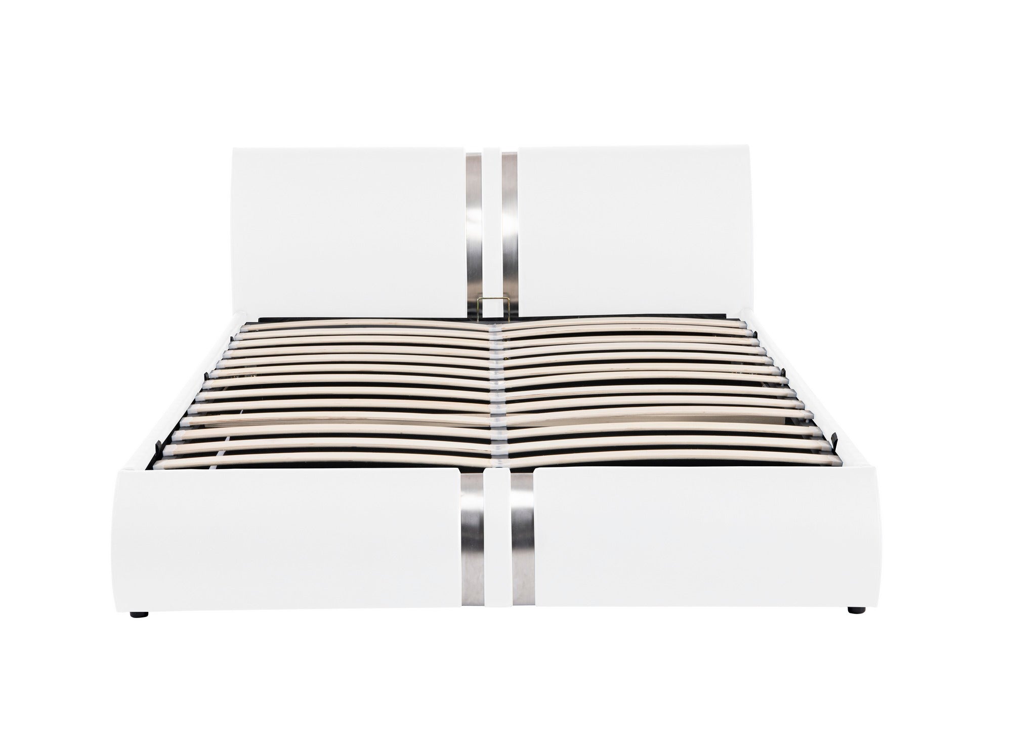 Bett mit Stauraum, Kunstleder, 180 x 200 cm, weiß, ORANE