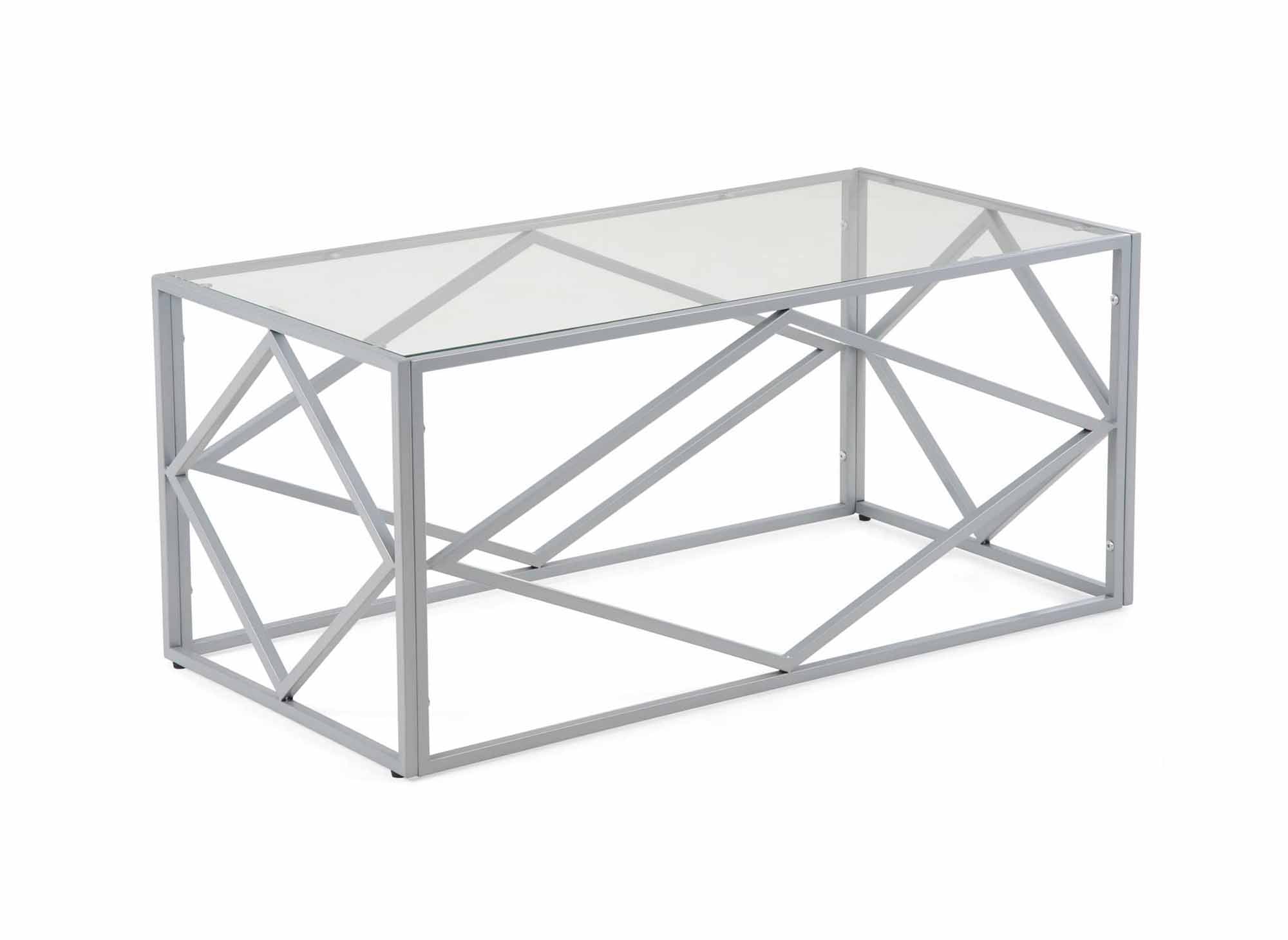 Rechteckiger Designer-Couchtisch ELIO aus Glas und Metall