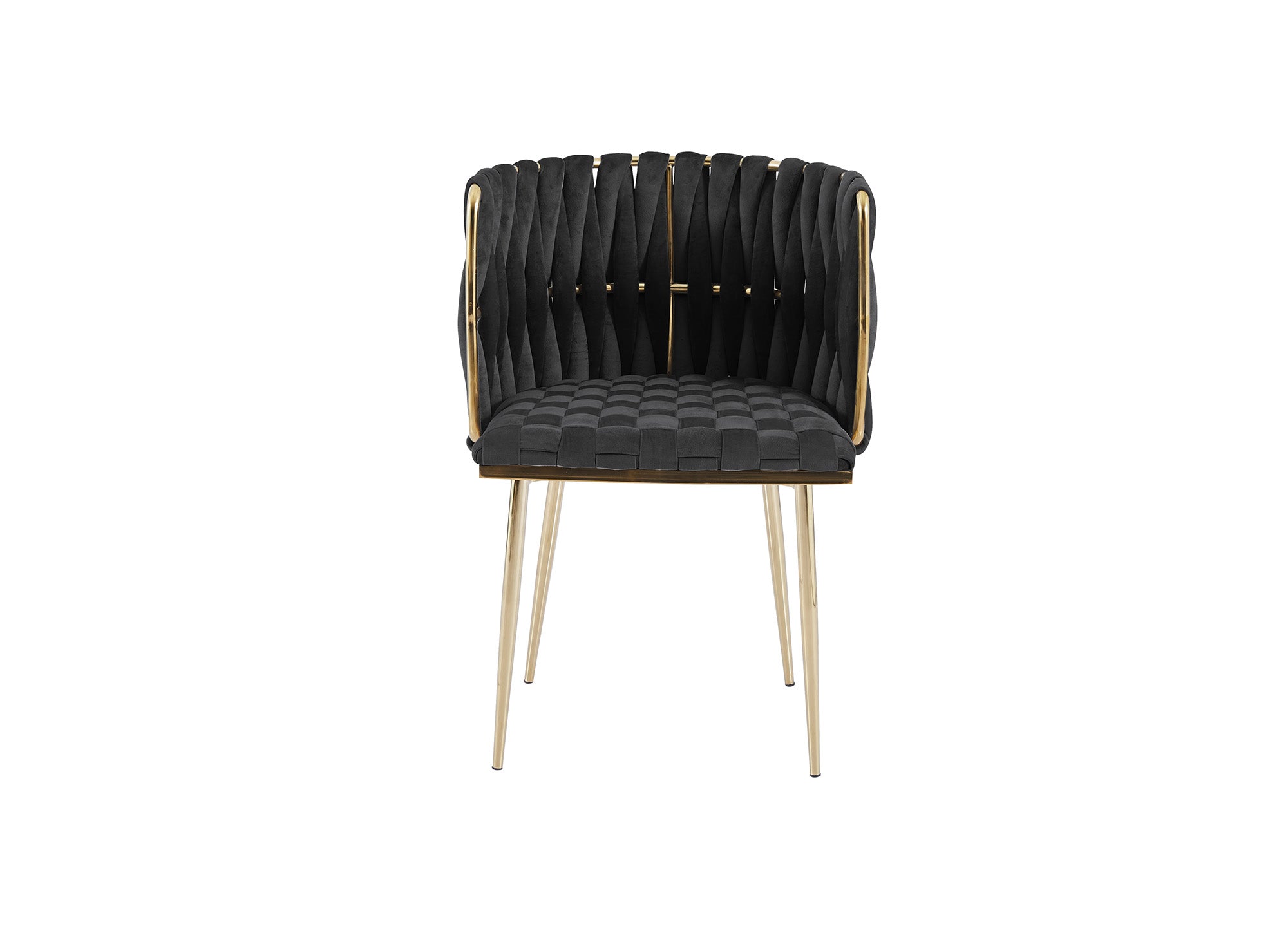 2er-Set schwarzer Samtstühle mit goldenen Metallbeinen POLO