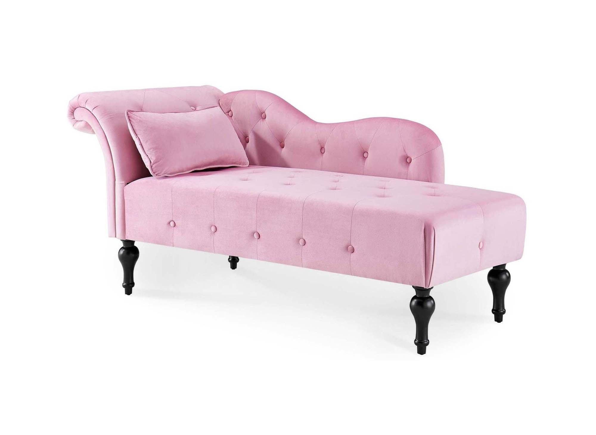 SHIMA Chaiselongue mit rosa Samtpolsterung – rechtwinklig