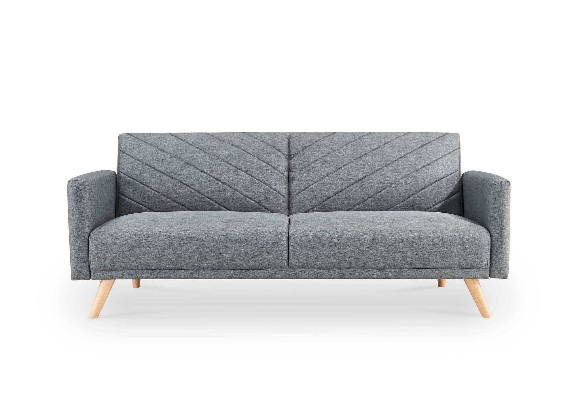 BALDER Skandinavisches umwandelbares 3-Sitzer-Sofa aus grauem Stoff