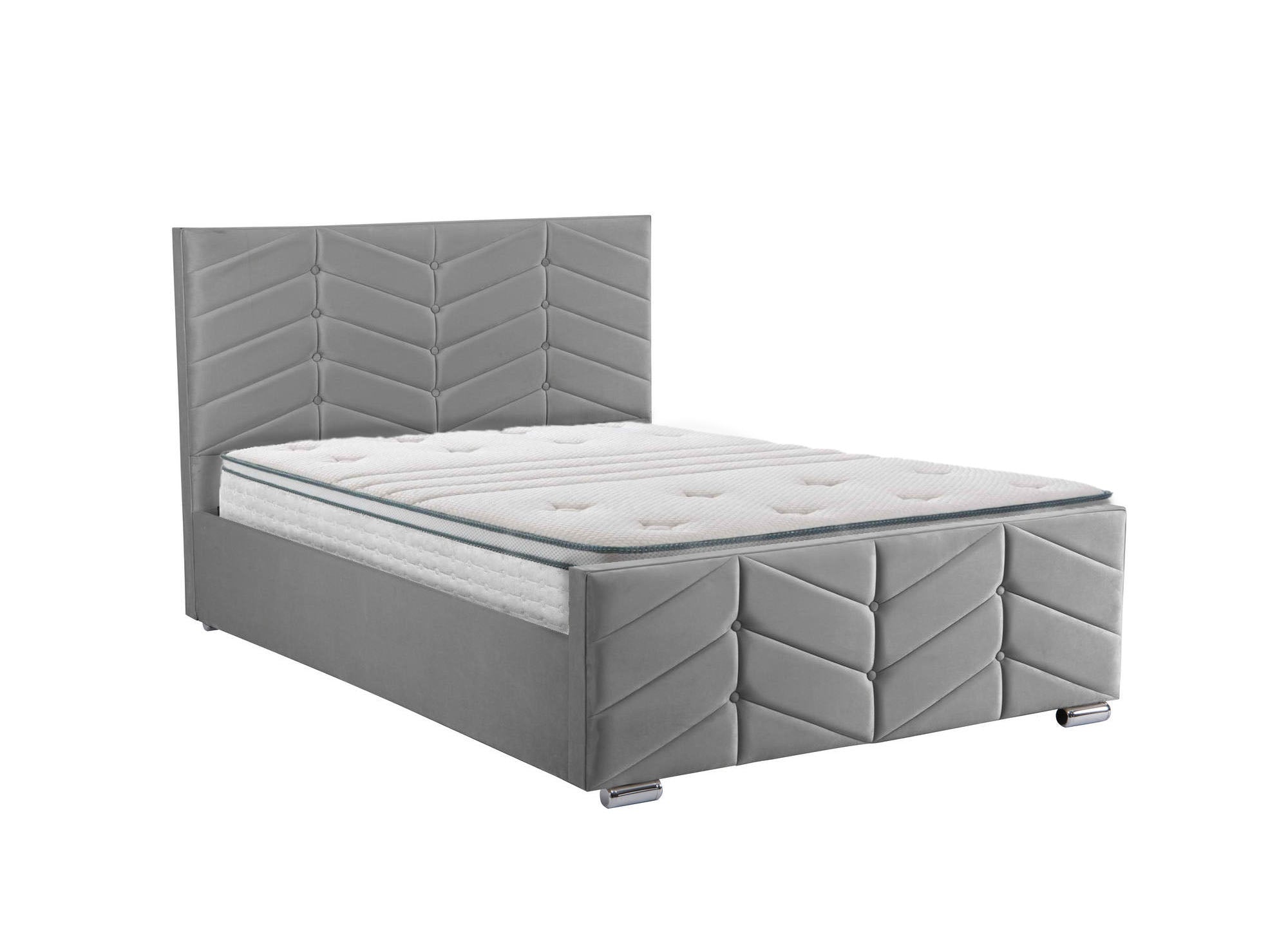 Bett mit verstellbarem Lattenrost und Stauraum aus grauem Samt 180x200 cm PALMA