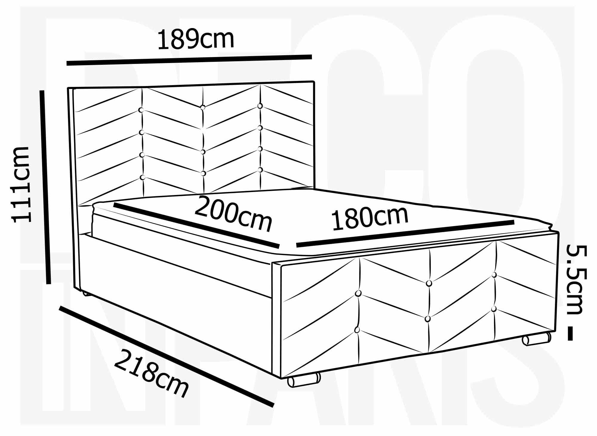Bett mit verstellbarem Lattenrost und Stauraum aus grauem Samt 180x200 cm PALMA