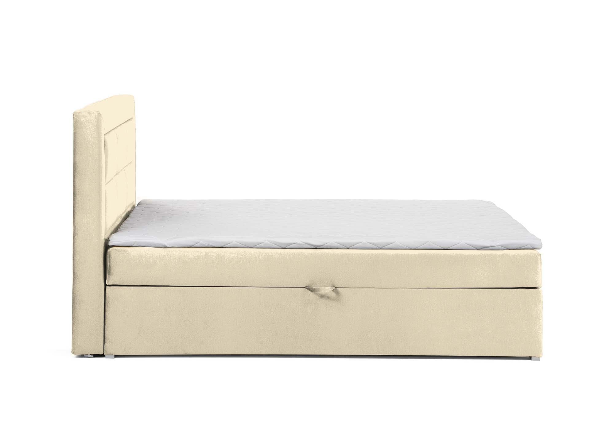 DAKOTA beiges Samt-Boxspringbett 160x200 mit Stauraum