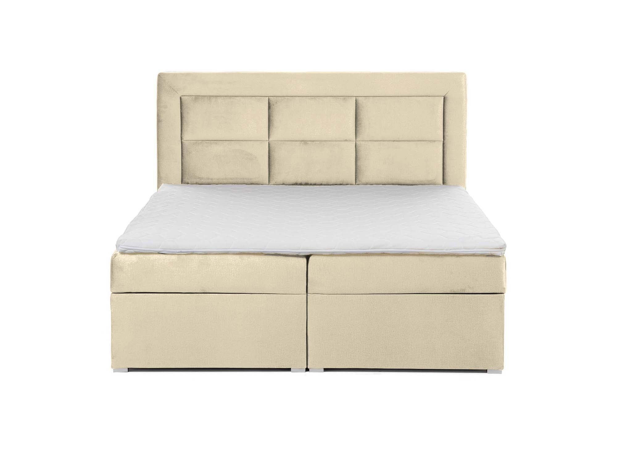 DAKOTA beiges Samt-Boxspringbett 160x200 mit Stauraum