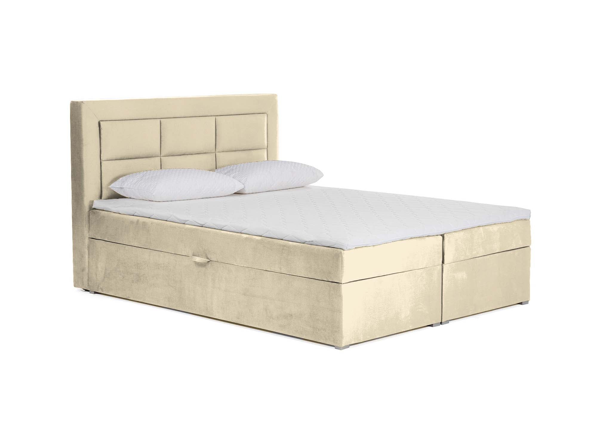 DAKOTA beiges Samt-Boxspringbett 160x200 mit Stauraum