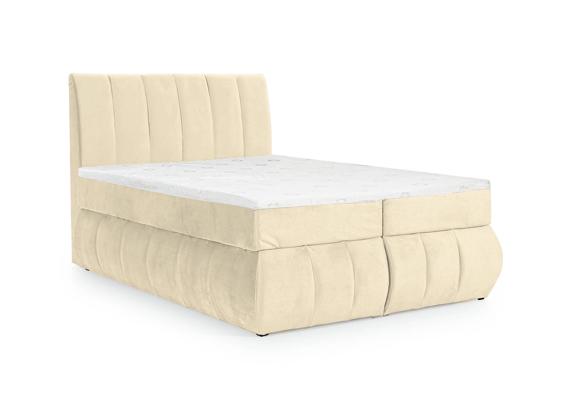 Boxspringbett 180x200 mit Stauraum in beigem Samt - VALERIA